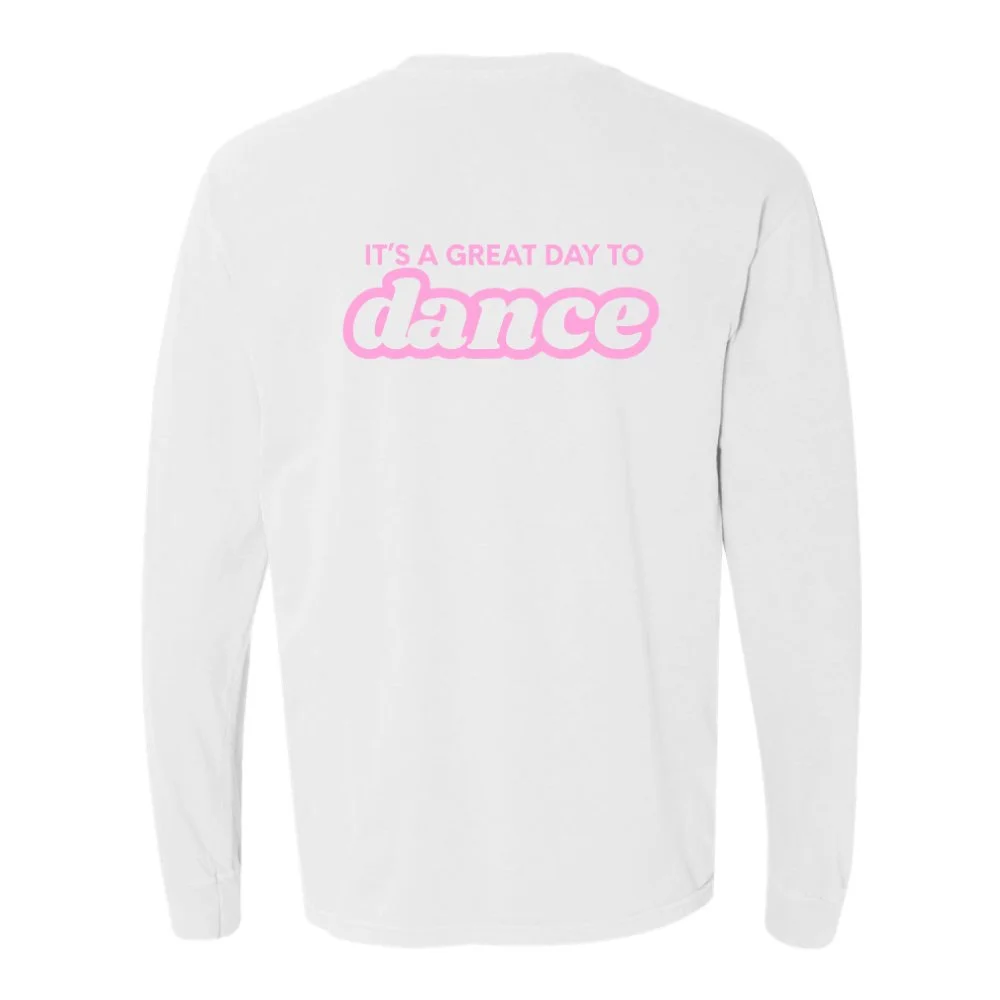 its-a-great-day-to-dance-graphic-in-flamingo-pink-on-White-long-sleeve.jpg