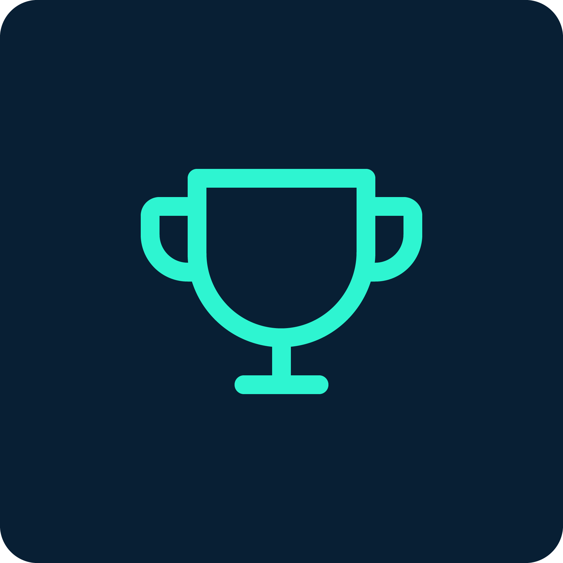 Outline illustration of a trophy with a dark background.