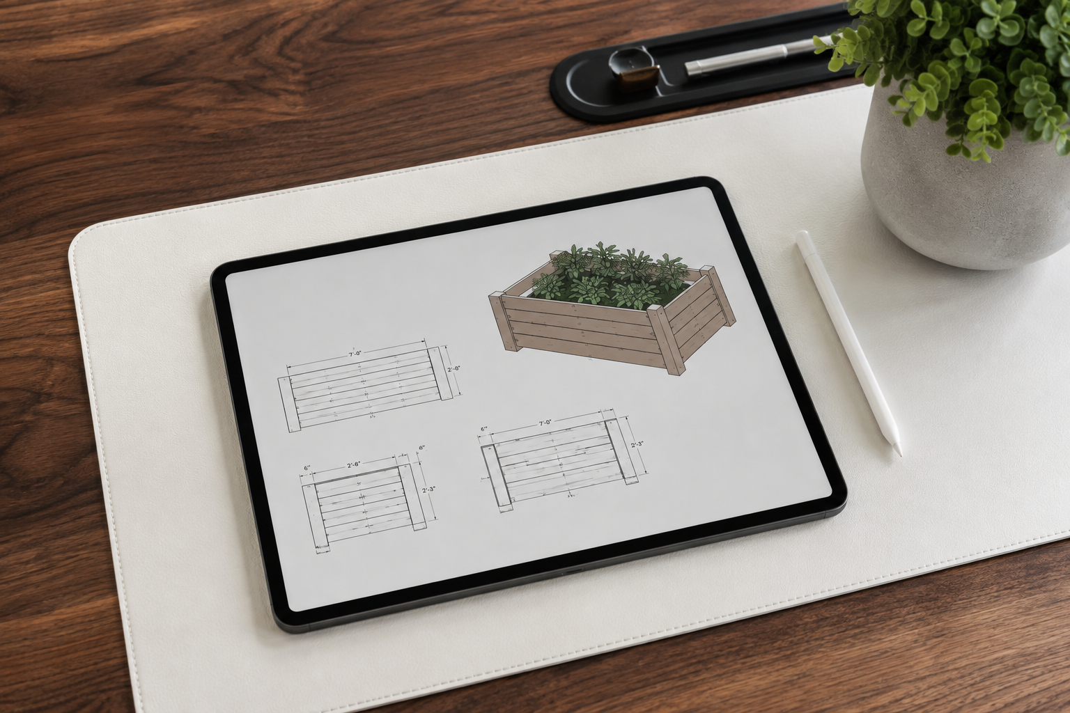 Custom-designed raised garden bed
