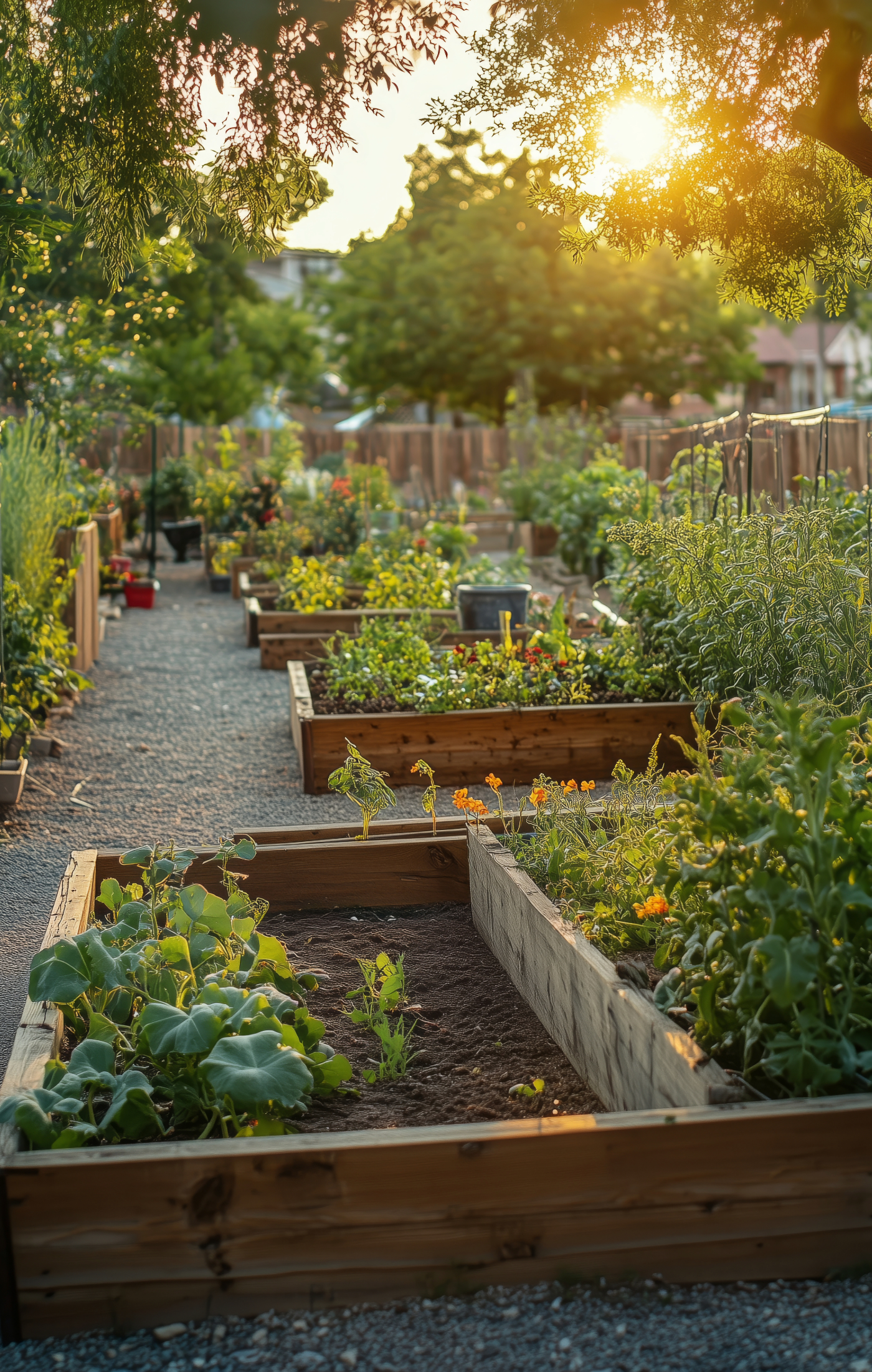 Custom backyard garden featuring handcrafted cedar raised garden beds designed for home gardening in the Chicagoland area.