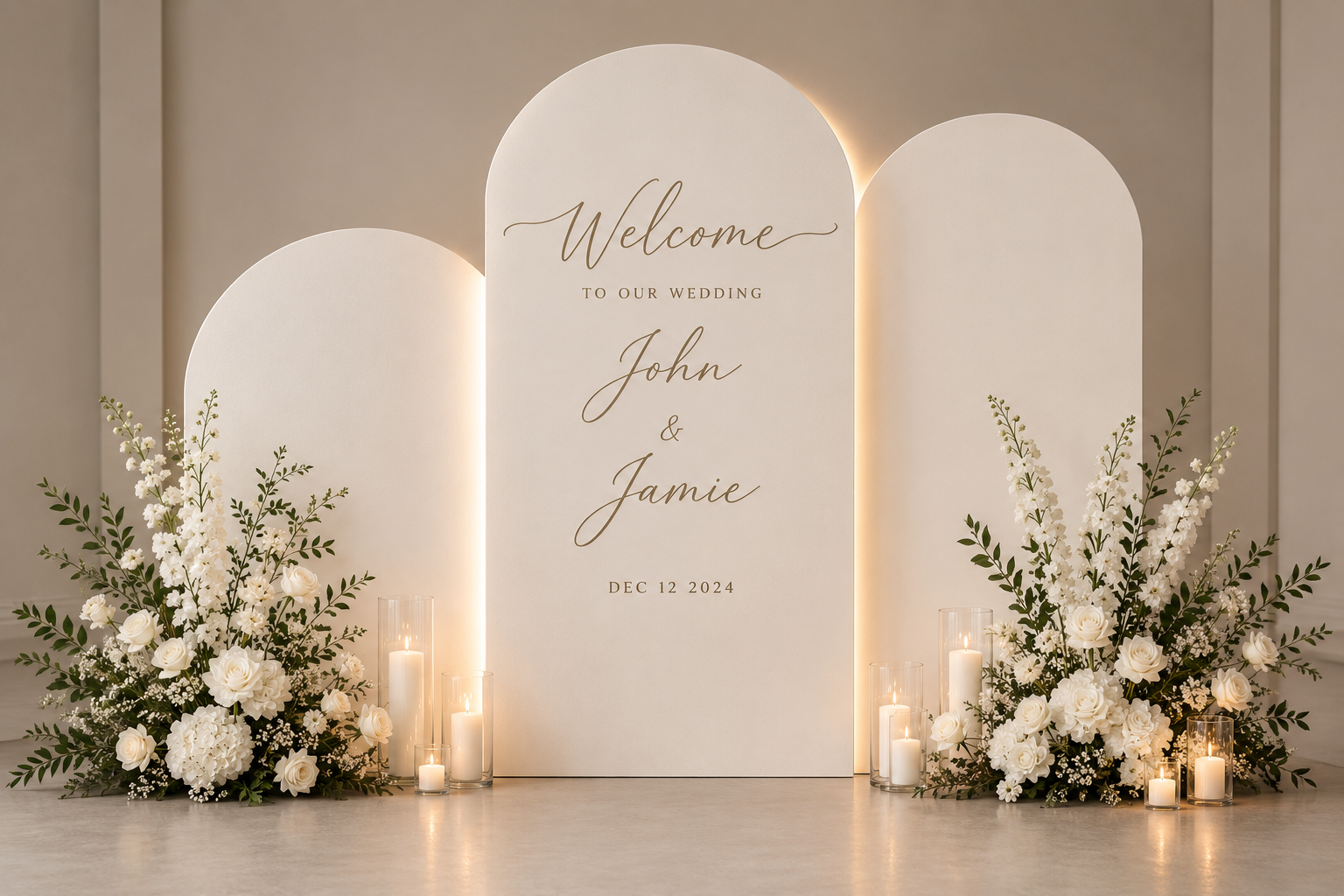 Custom McGrove Canvas wedding backdrop and event structure designed for wedding-day celebrations and professional photos to capture memorable moments.
