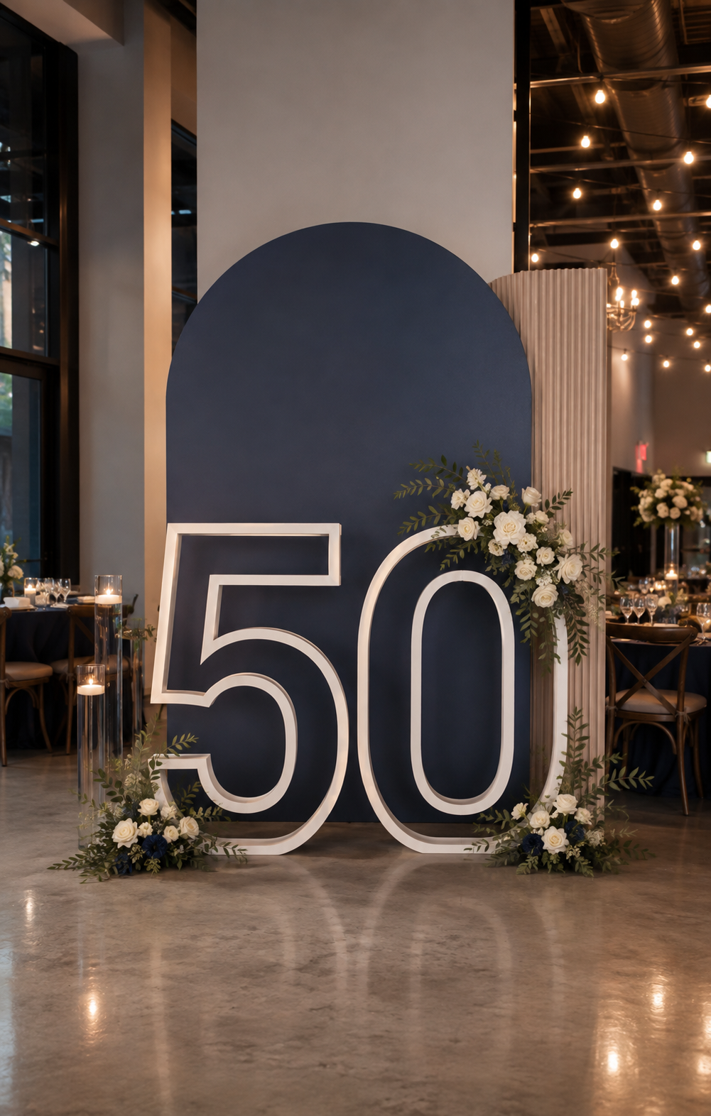 Custom birthday number panels, party backdrops, and event structures designed for milestone birthdays, anniversaries, weddings, corporate celebrations, and company events.