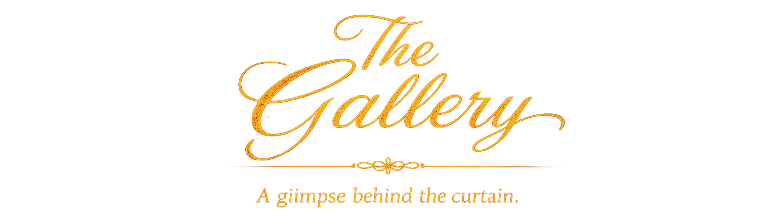 Text logo reading 'The Gallery' with the tagline 'A glimpse behind the curtain.'