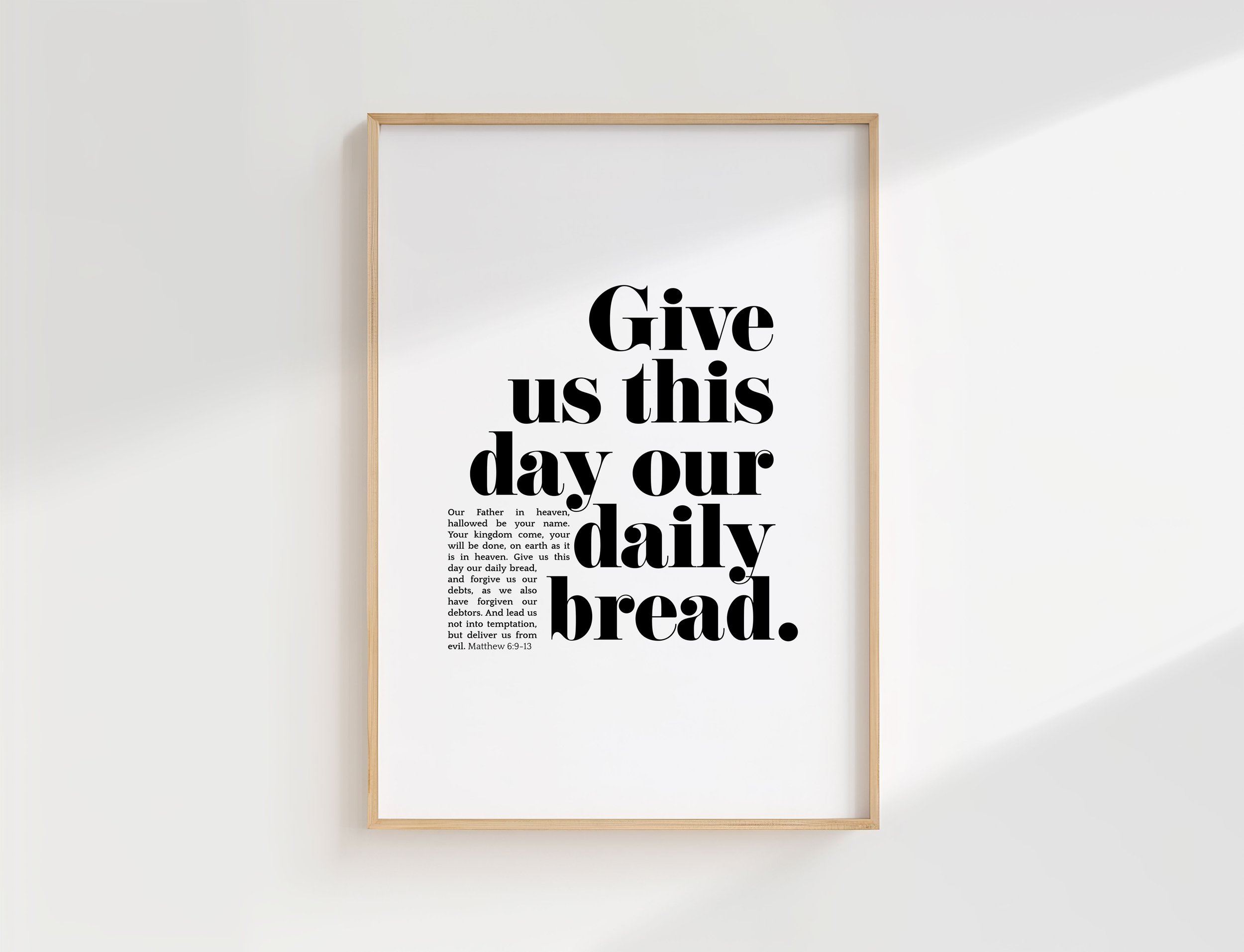 Give Us This Day Our Daily Bread Bible Verse Art |.Matthew 6:9-11 Christian Wall Art