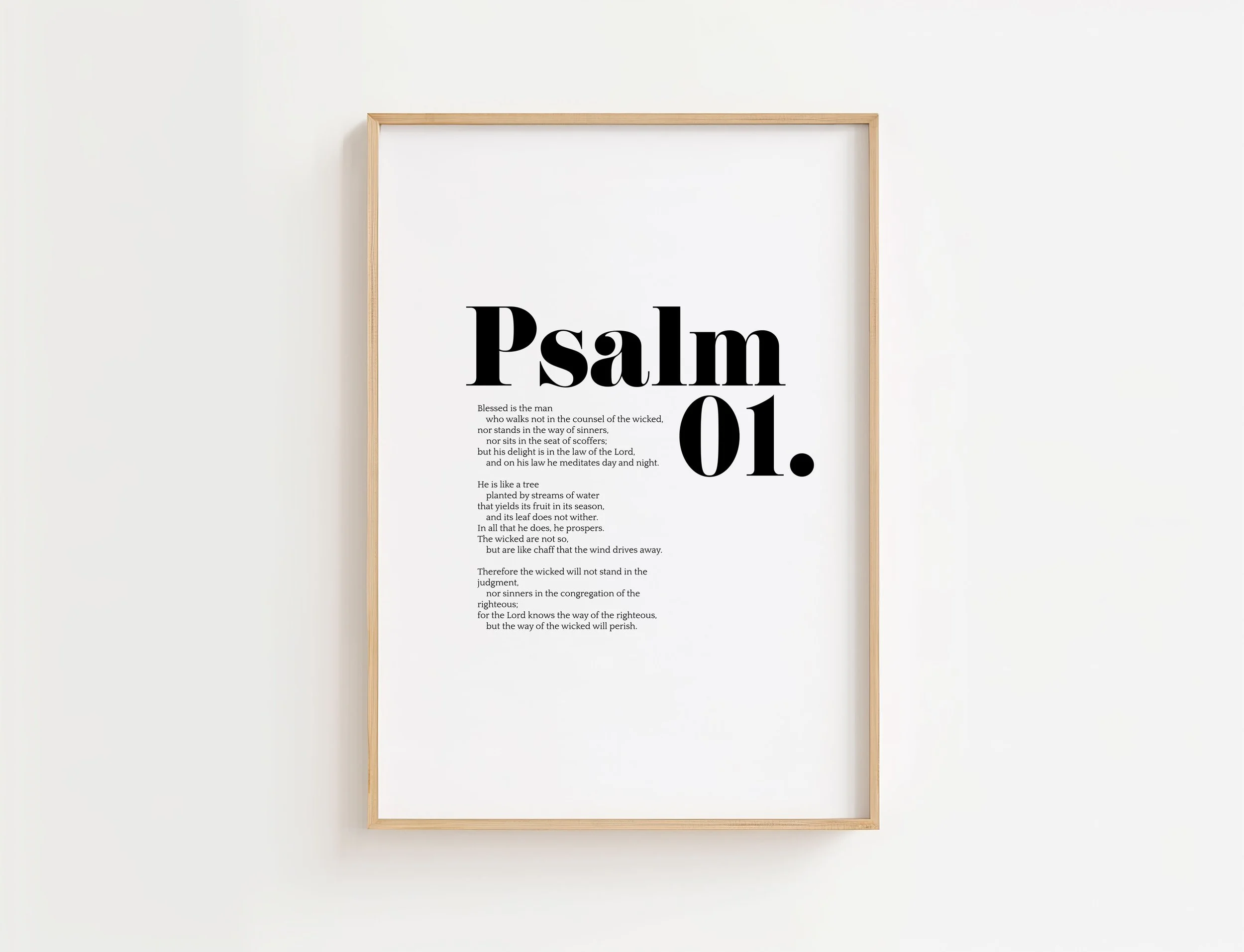 Psalm 1 Bible Verse Print | Blessed Is the Man Christian Wall Art