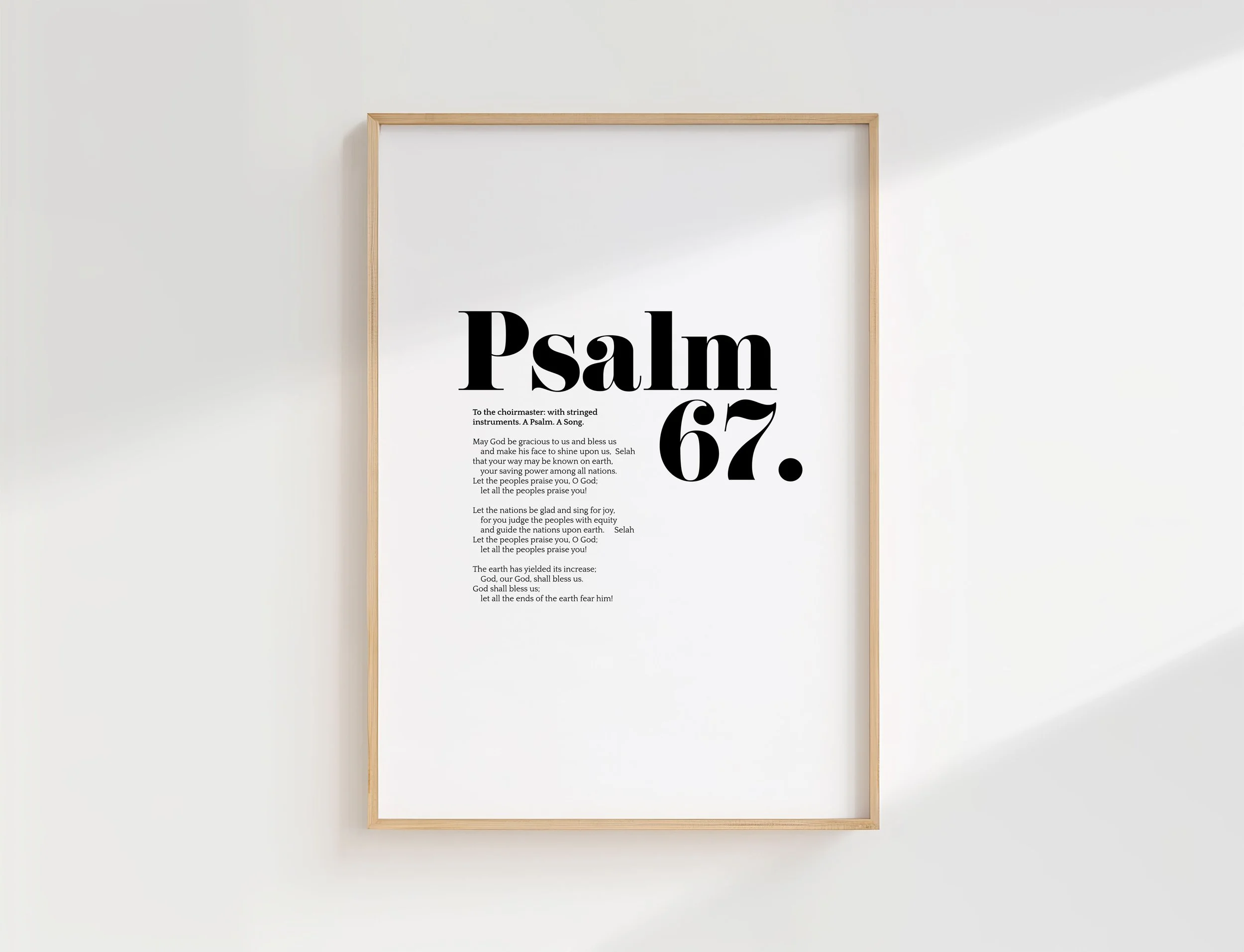 Psalm 67 Bible Verse Print | Full Text Minimalist Christian Wall Art