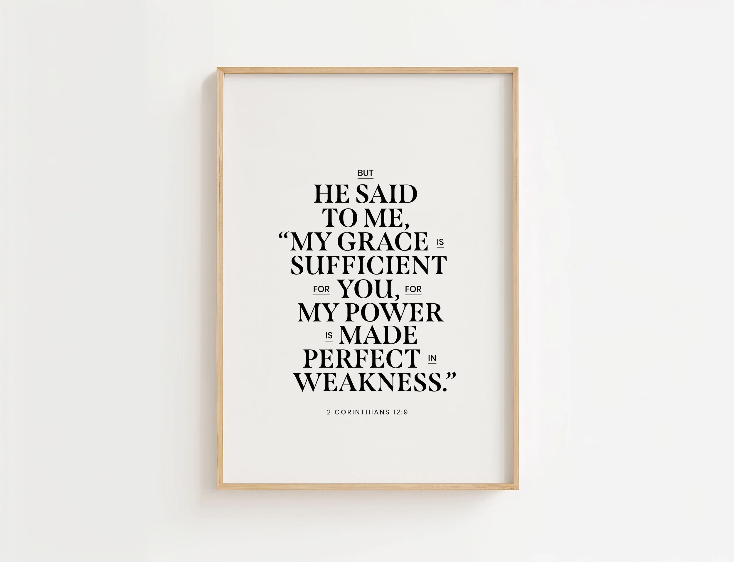 My Grace Is Sufficient Print | 2 Corinthians 12:9 Christian Wall Art