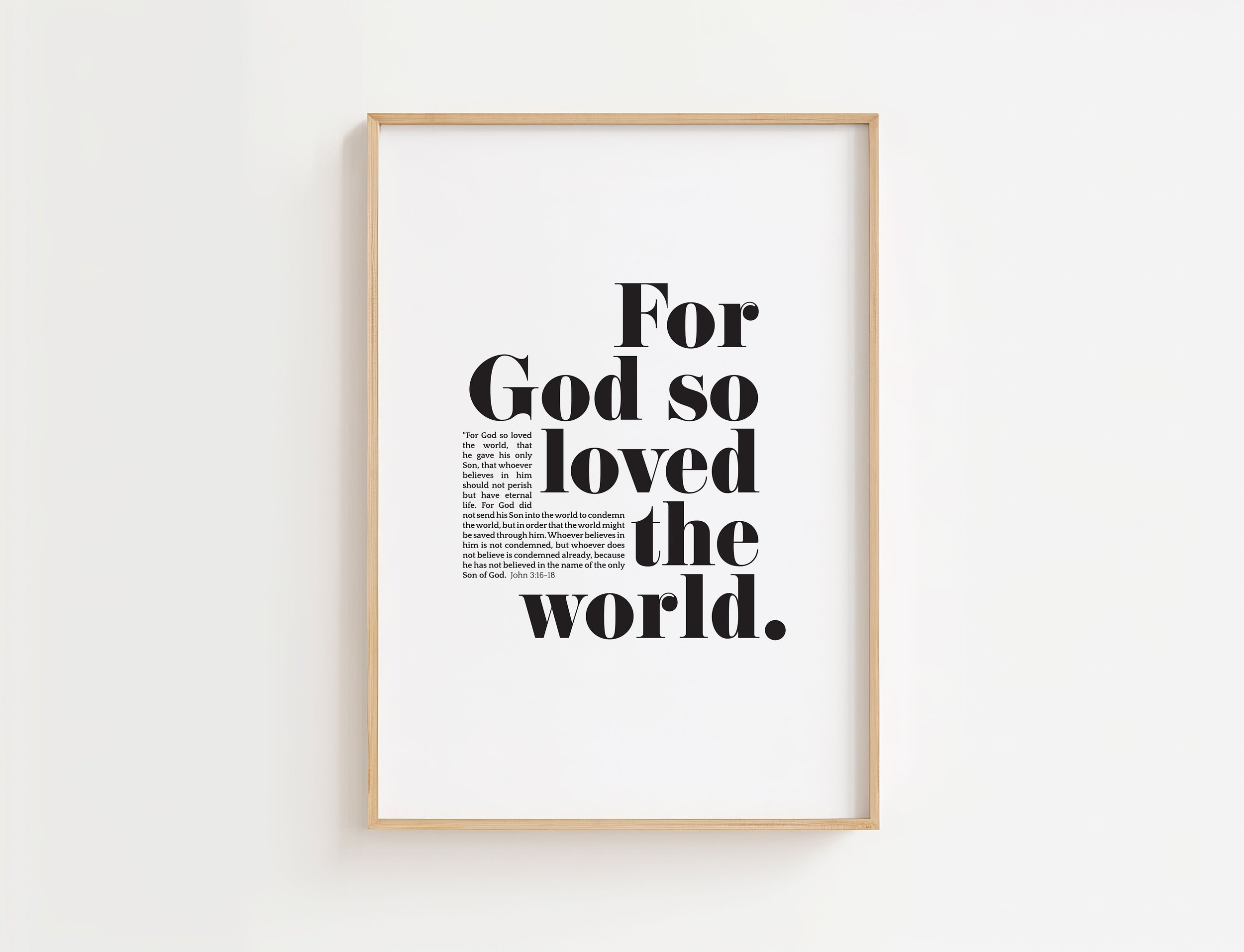 John 3:16 Wall Art | For God So Loved the World Christian Print