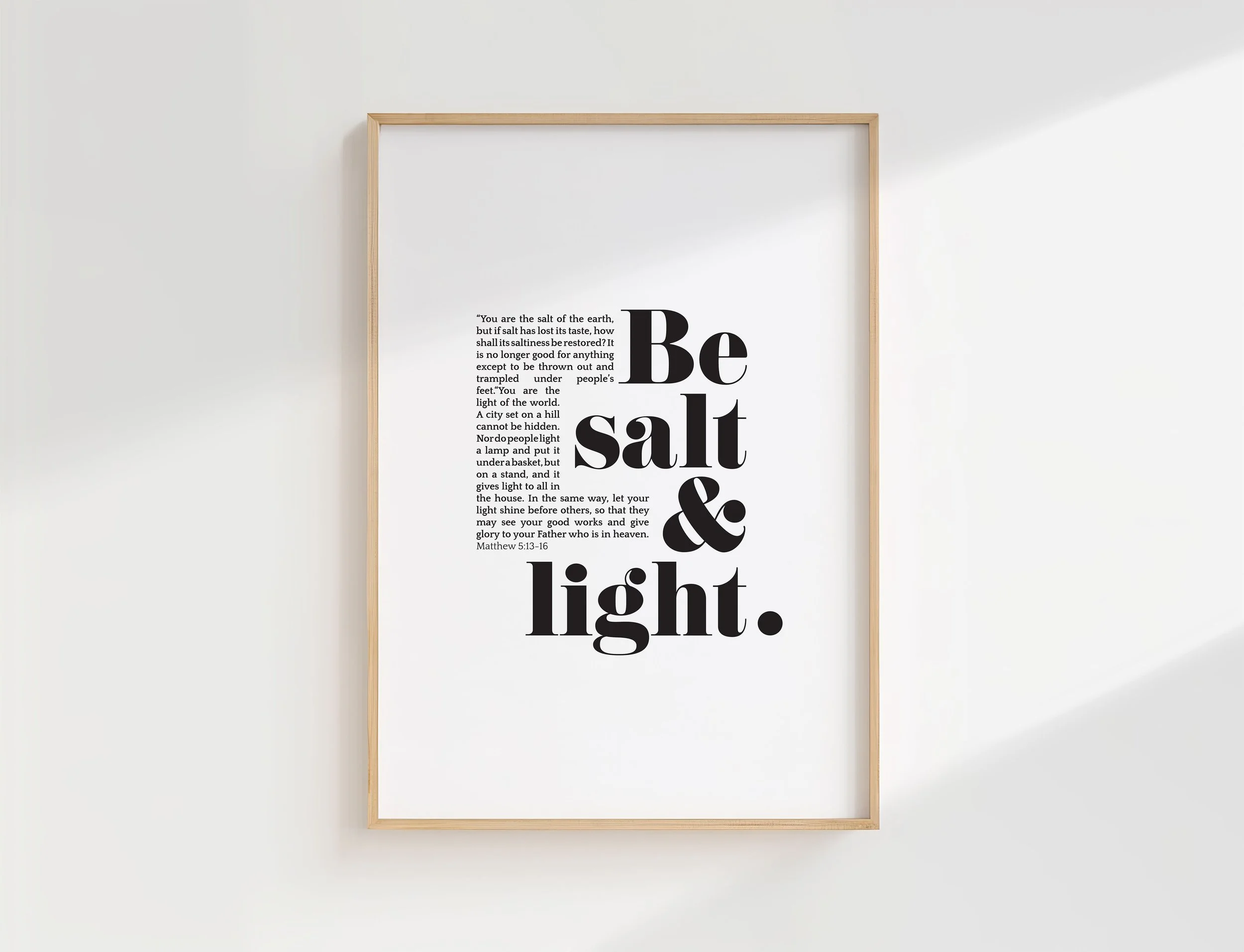 Be Salt and Light Scripture Print | Matthew 5:13–16 Bible Verse Wall Art