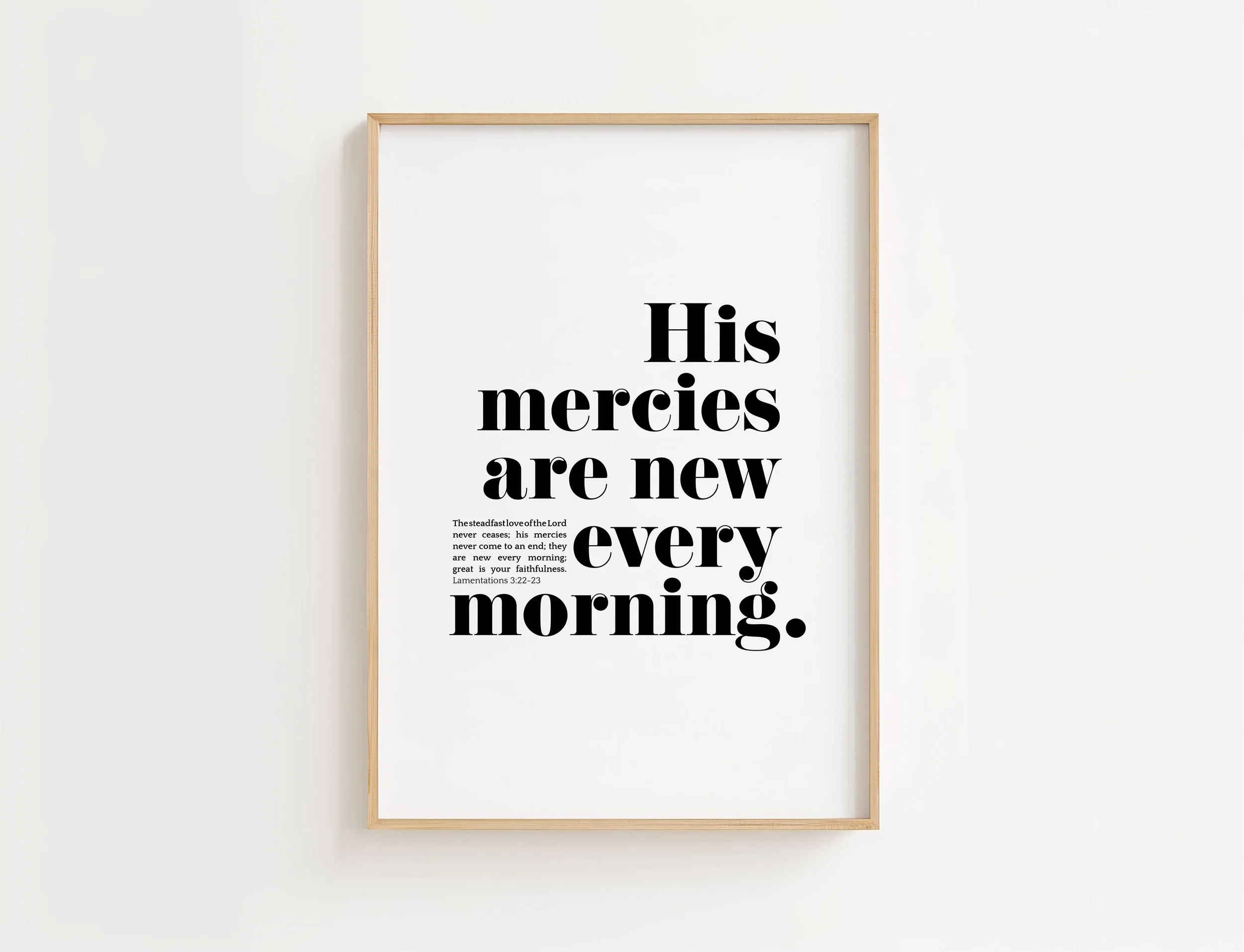 His Mercies Are New Every Morning | Lamentations 3:22-23 Bible Verse Poster