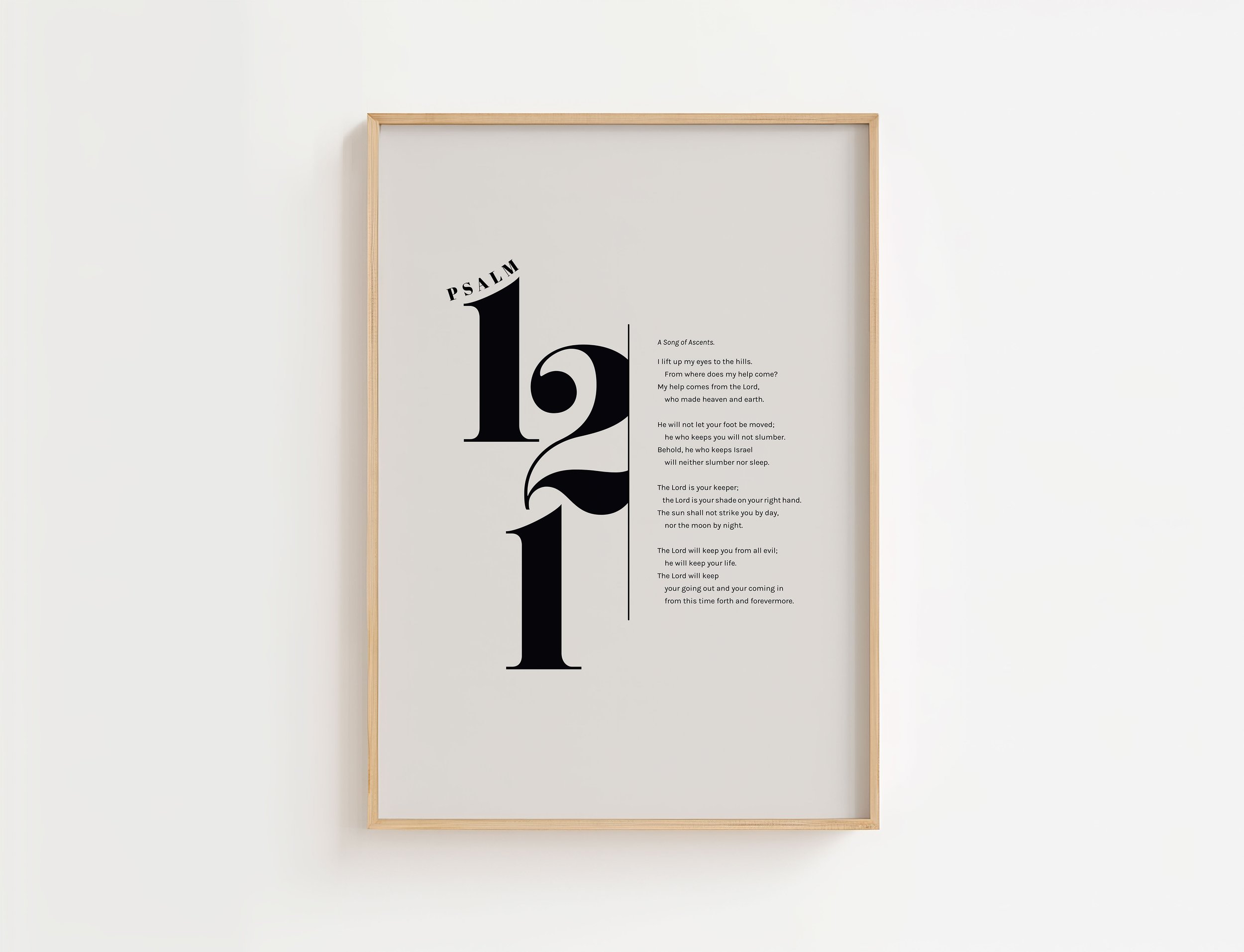 Psalm 121 Scripture Print | I Lift My Eyes To The Hills Full Bible Chapter Wall Art