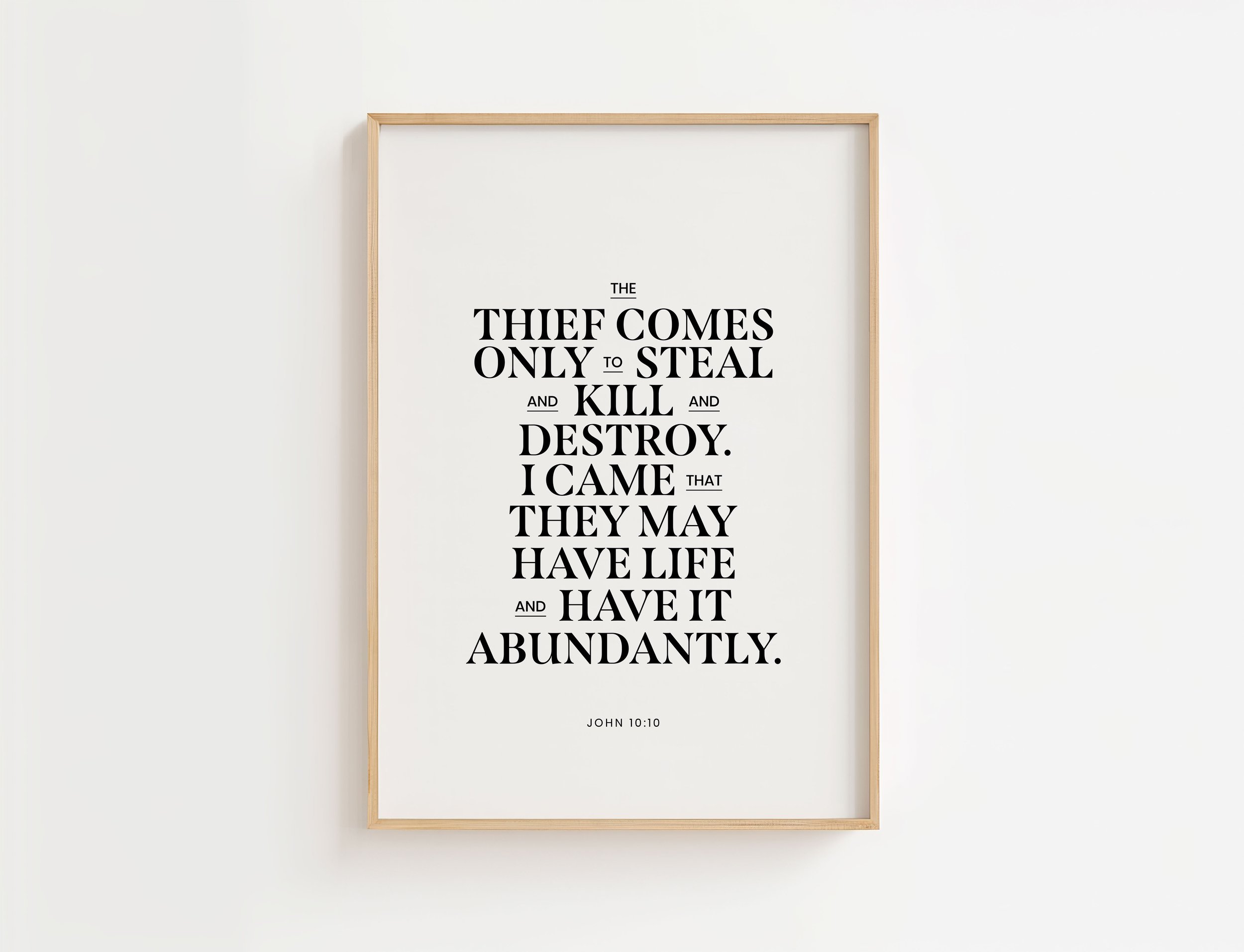 John 10:10 Christian Artwork | Abundant Life Modern Scripture Poster
