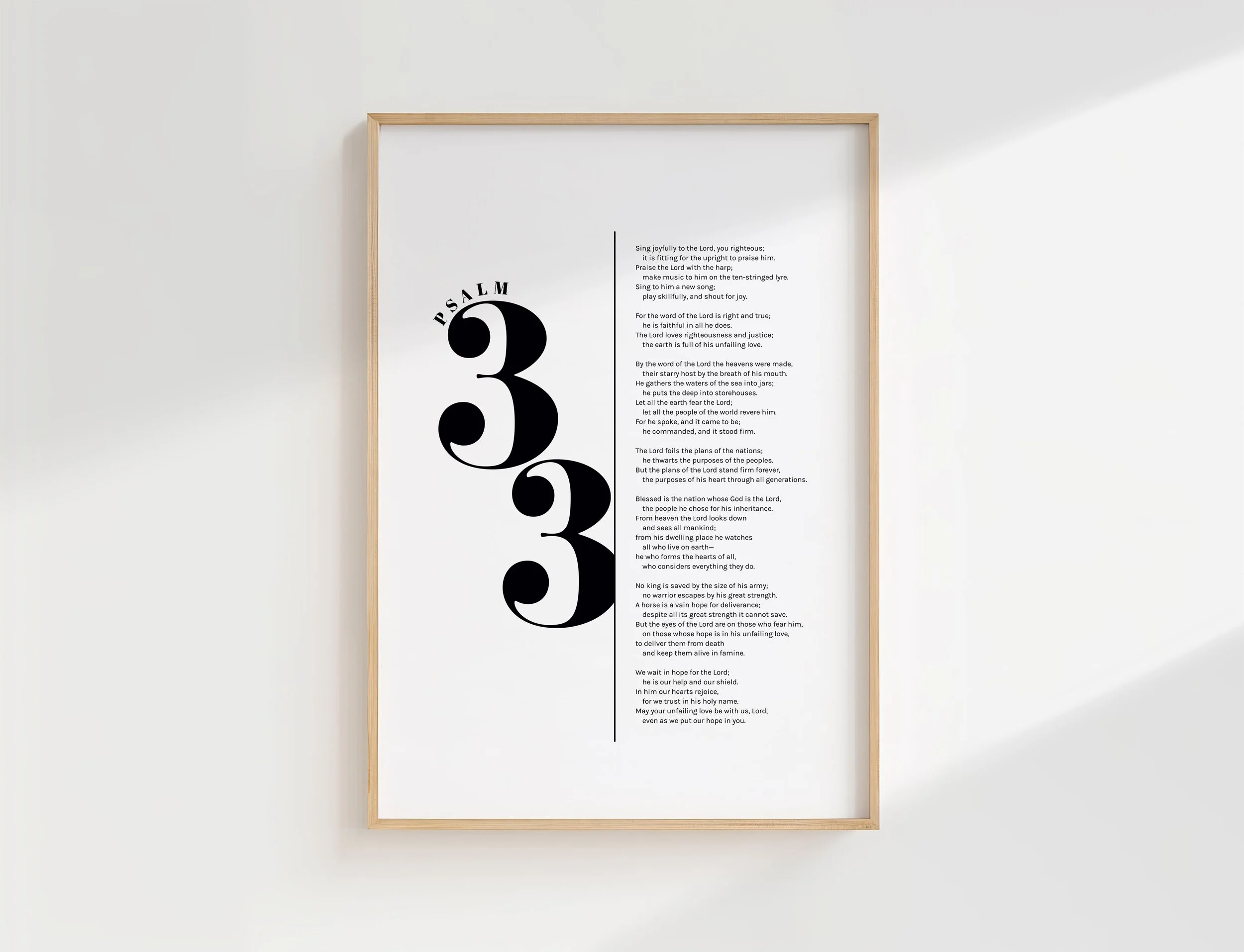Psalm 33 Bible Verse Print | Full Psalm Christian Wall Art