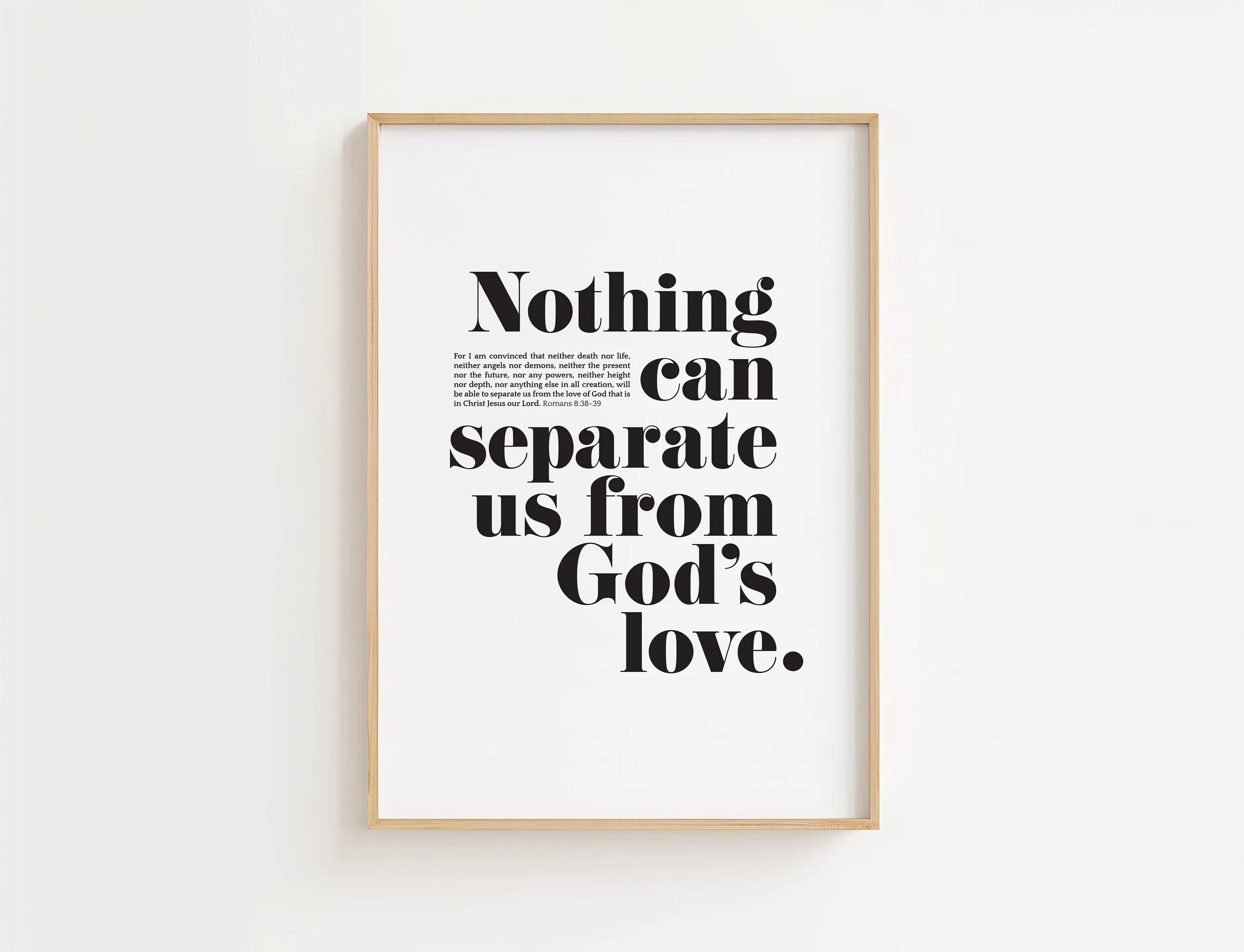 Romans 8:38 Bible Verse Poster | Nothing Can Separate Us Christian Scripture Print