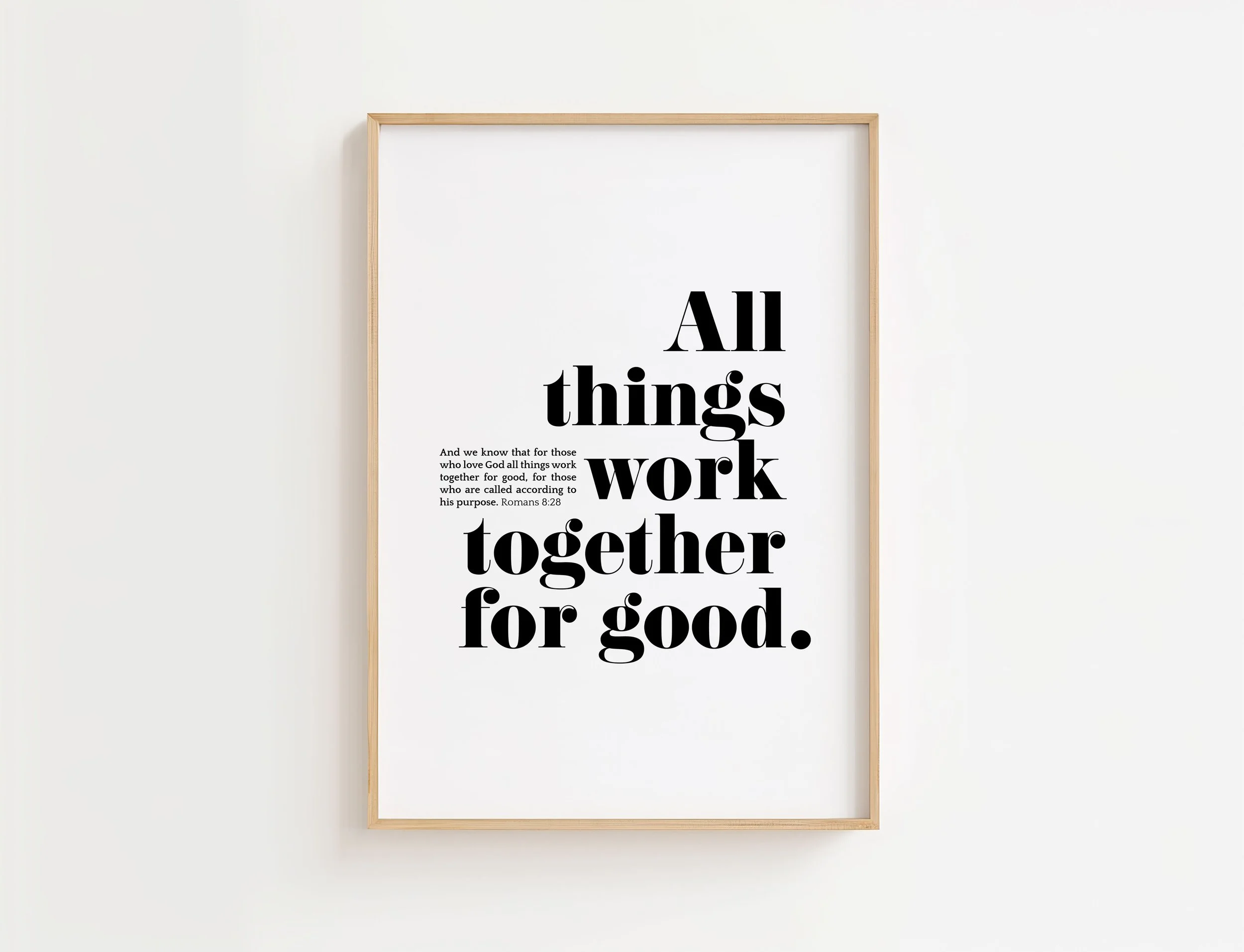 Romans 8:28 Bible Verse Print | All Things Work Together For Good Christian Wall Art