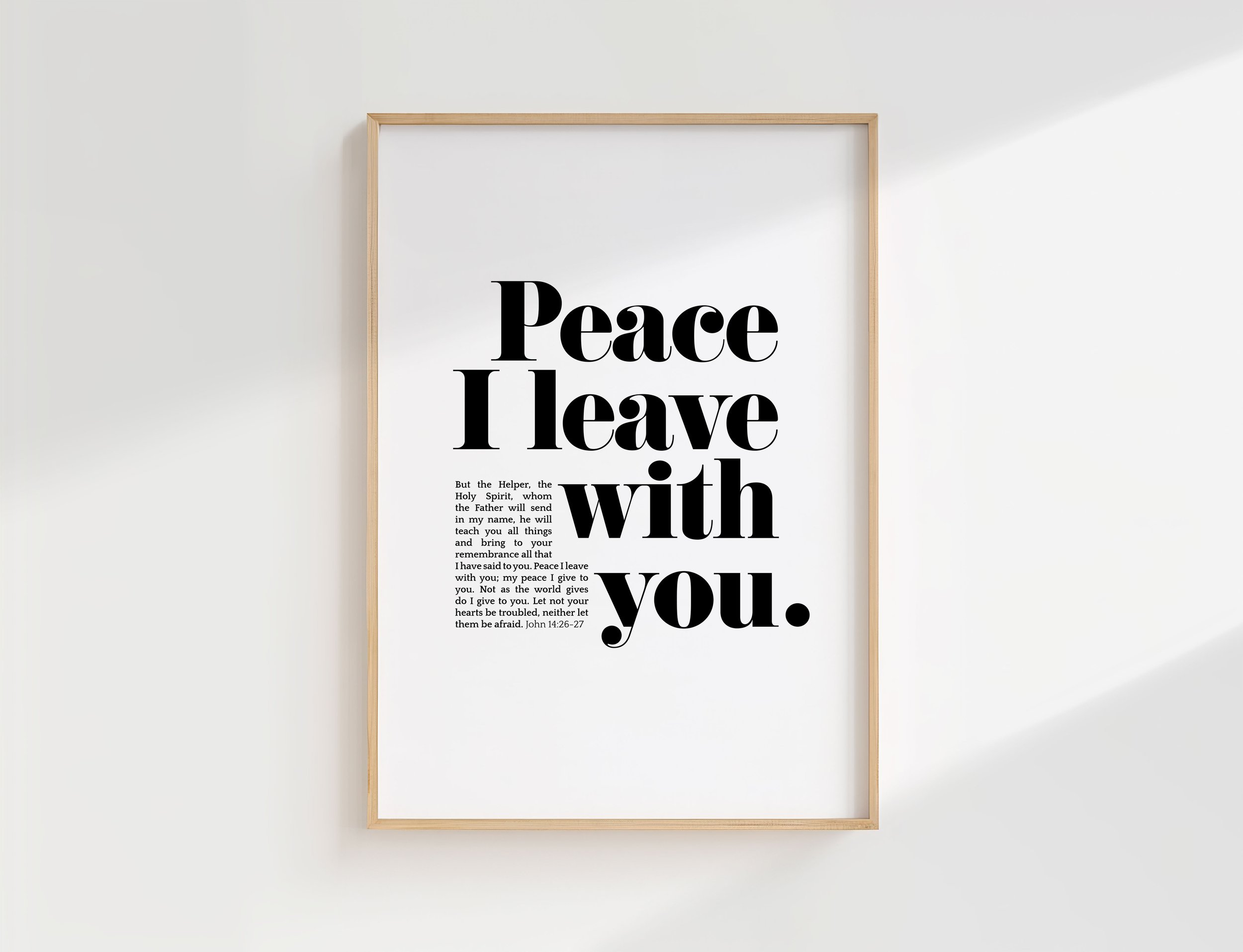 John 14:27 Bible Verse Print | Peace Christian Wall Art