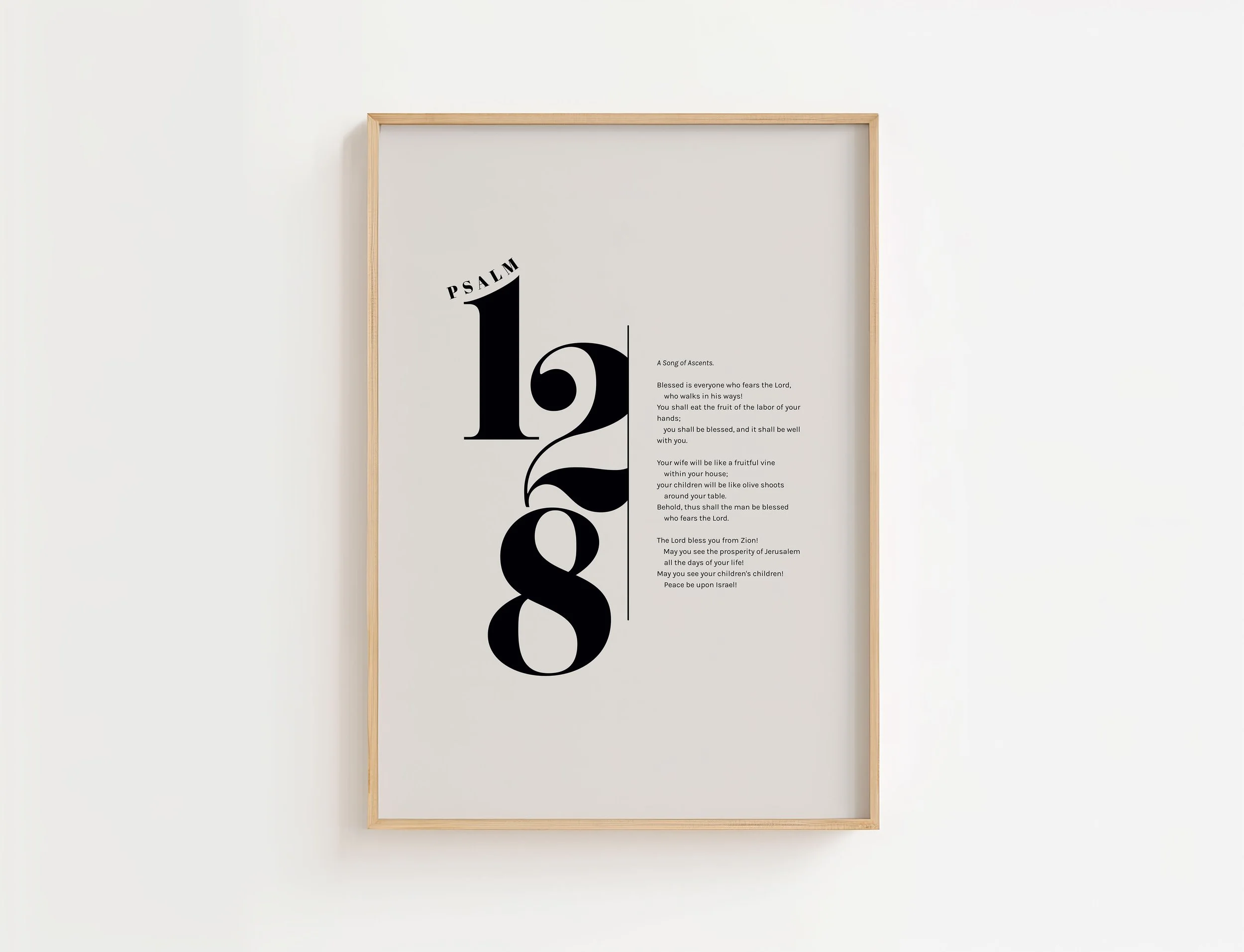 Psalm 128 Scripture Art Print | Full Psalm Text Christian Wall Art