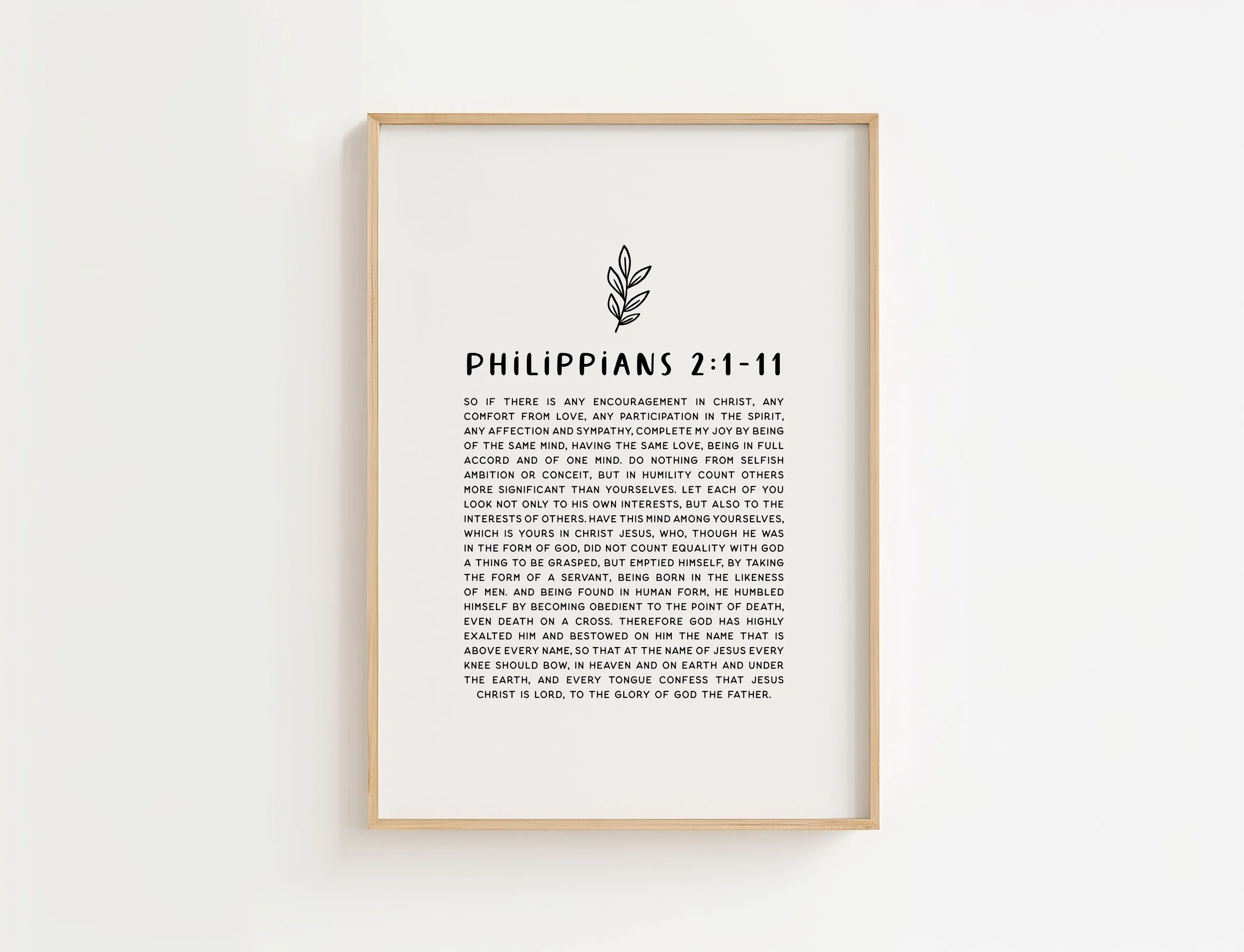 Philippians 2:1-11 Bible Verse Print | Christian Humility Poster