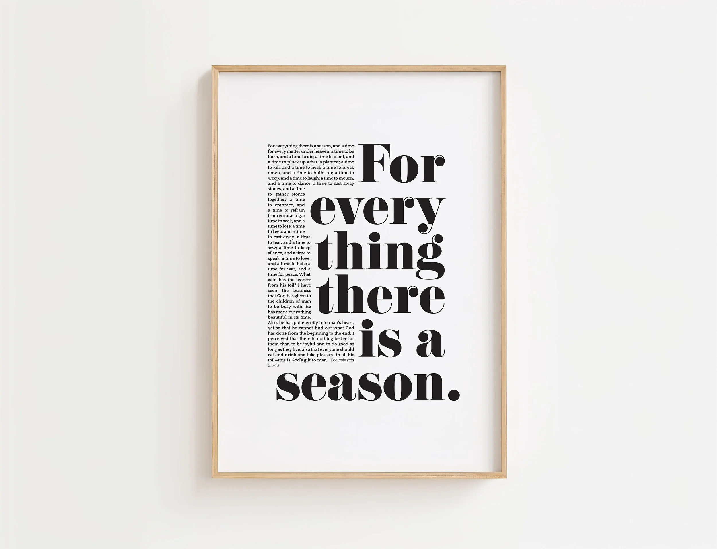 Ecclesiastes 3 Scripture Print | For Everything There Is A Season Christian Poster