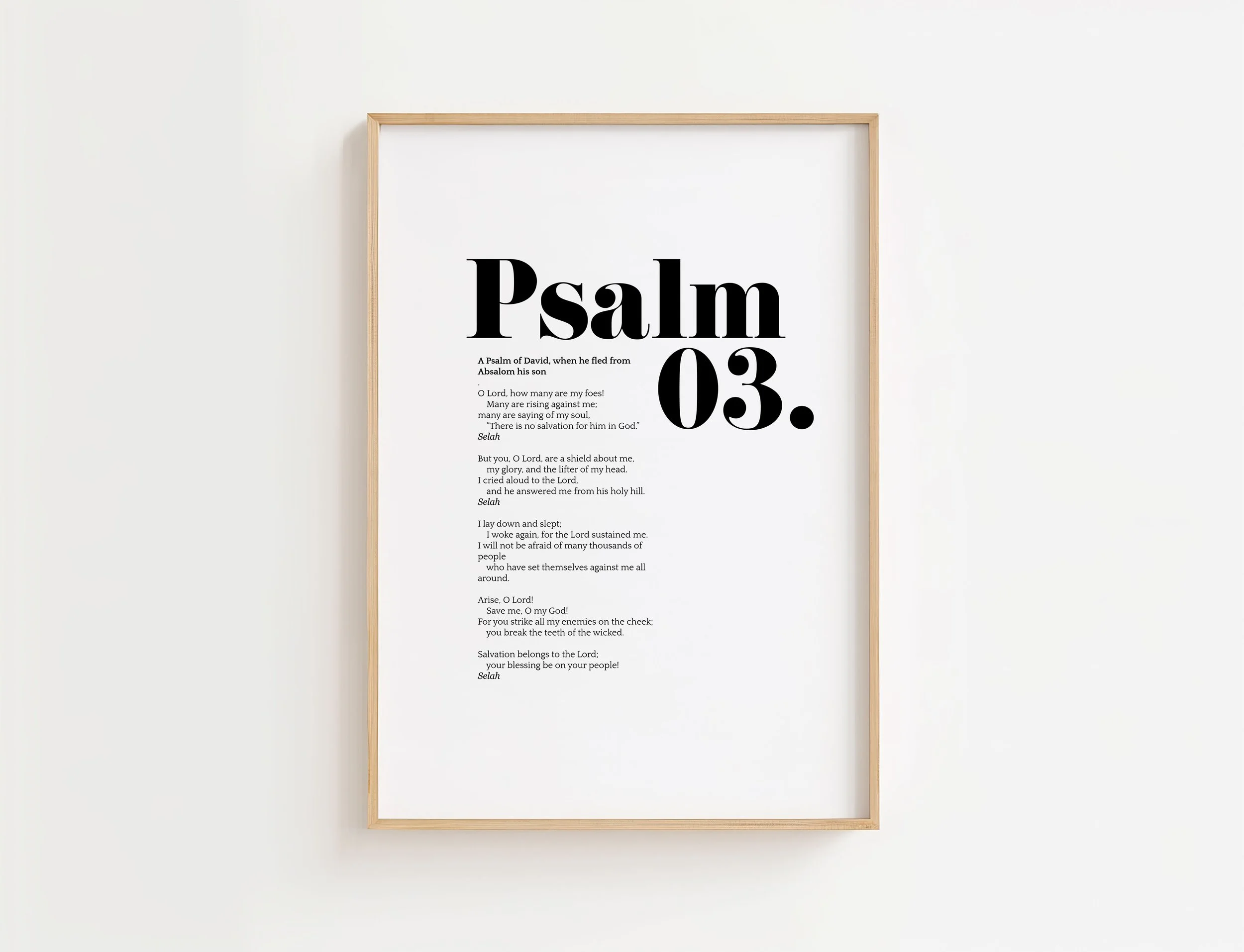 Psalm 3 Poster | Bold Psalm Scripture Print