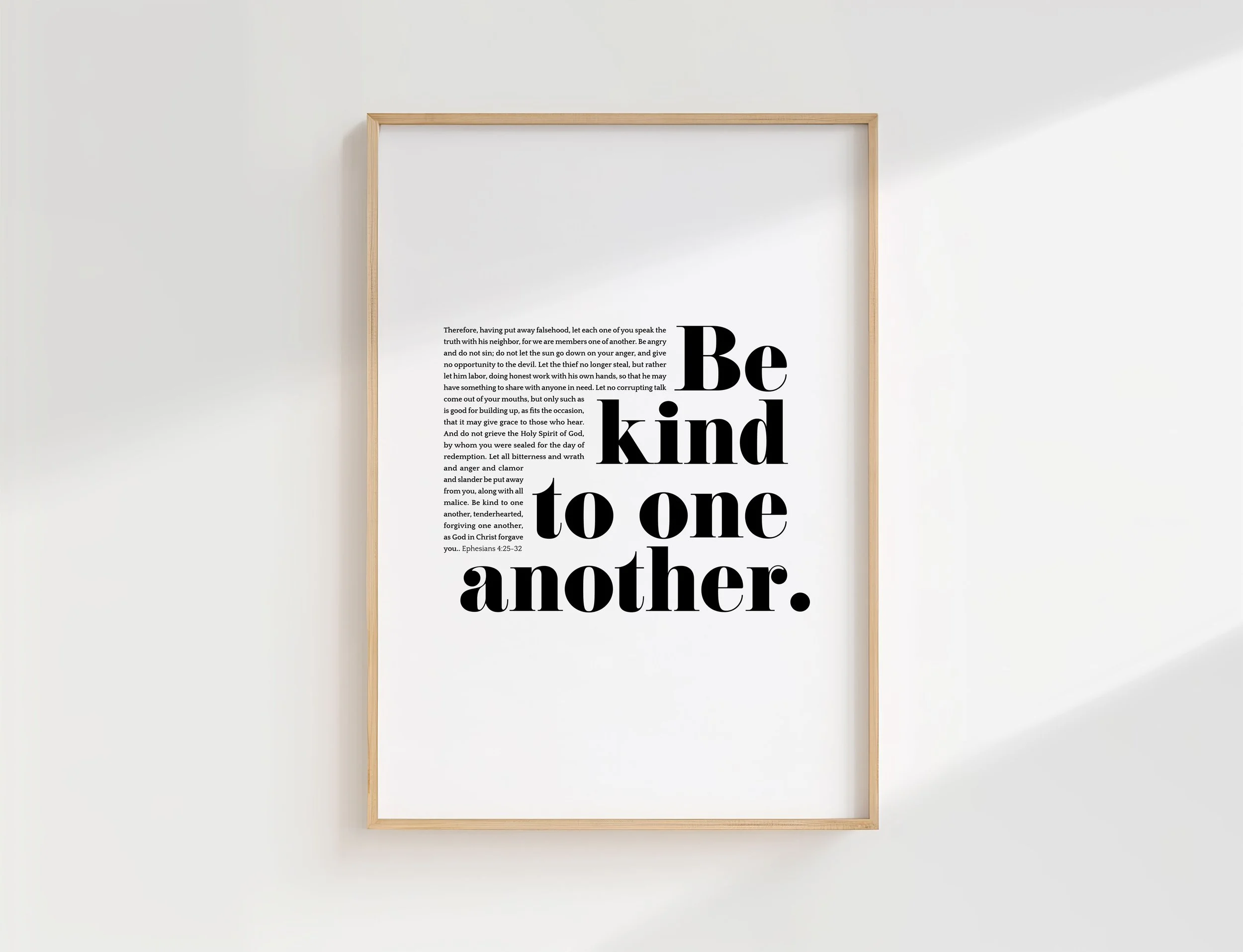 Be Kind Modern Christian Wall Art | Ephesians 4:32 Print