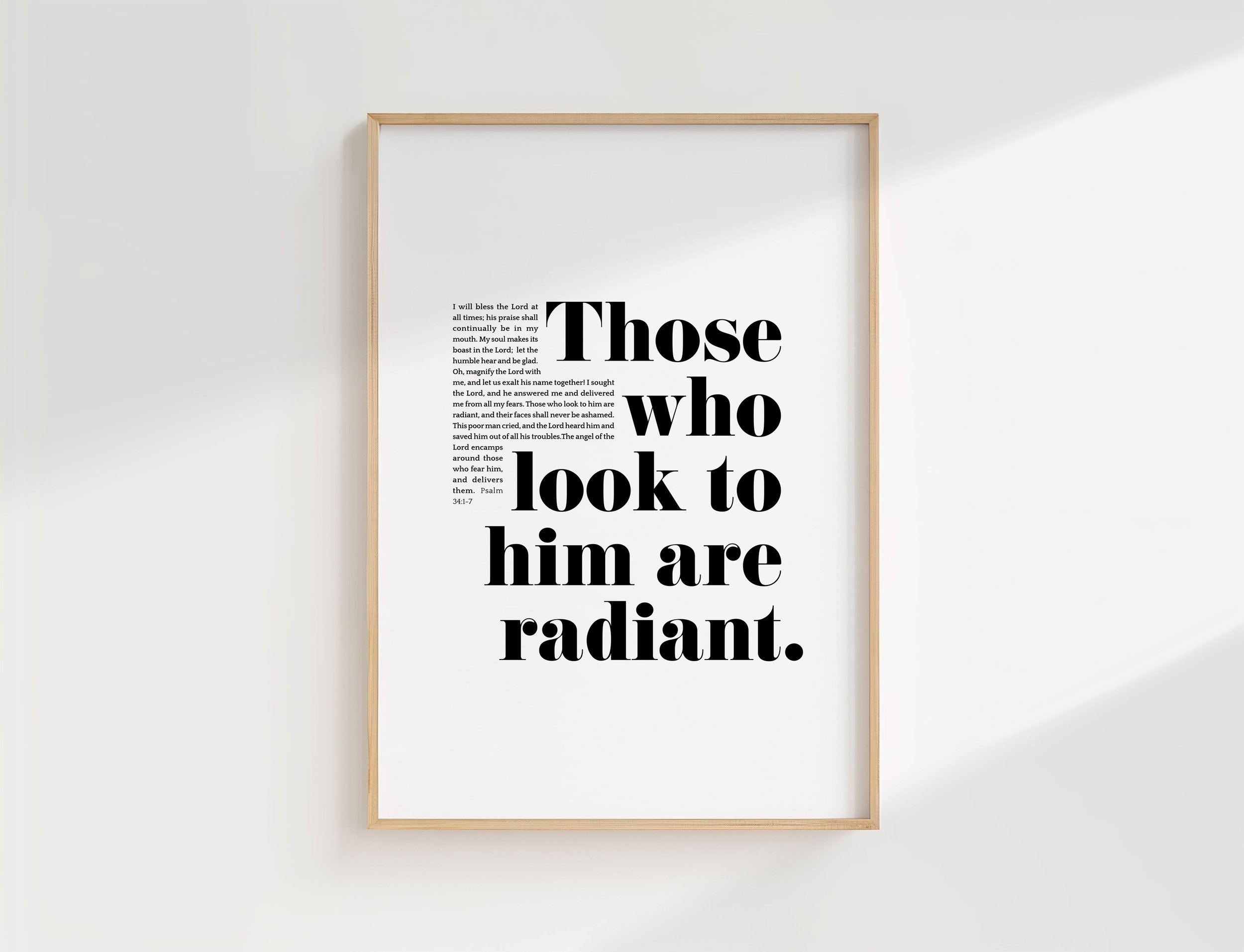 Psalm 34 Poster Bold Scripture Print | Those Who Look To Him Are Radiant Poster