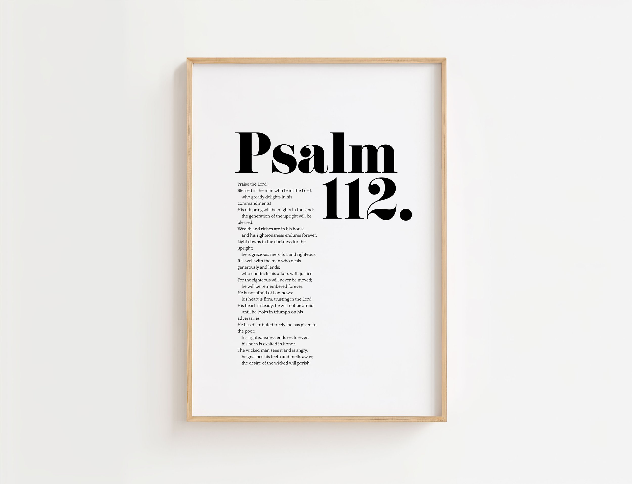 Psalm 112 Scripture Print | Blessed Is the Man Who Fears the Lord Wall Art