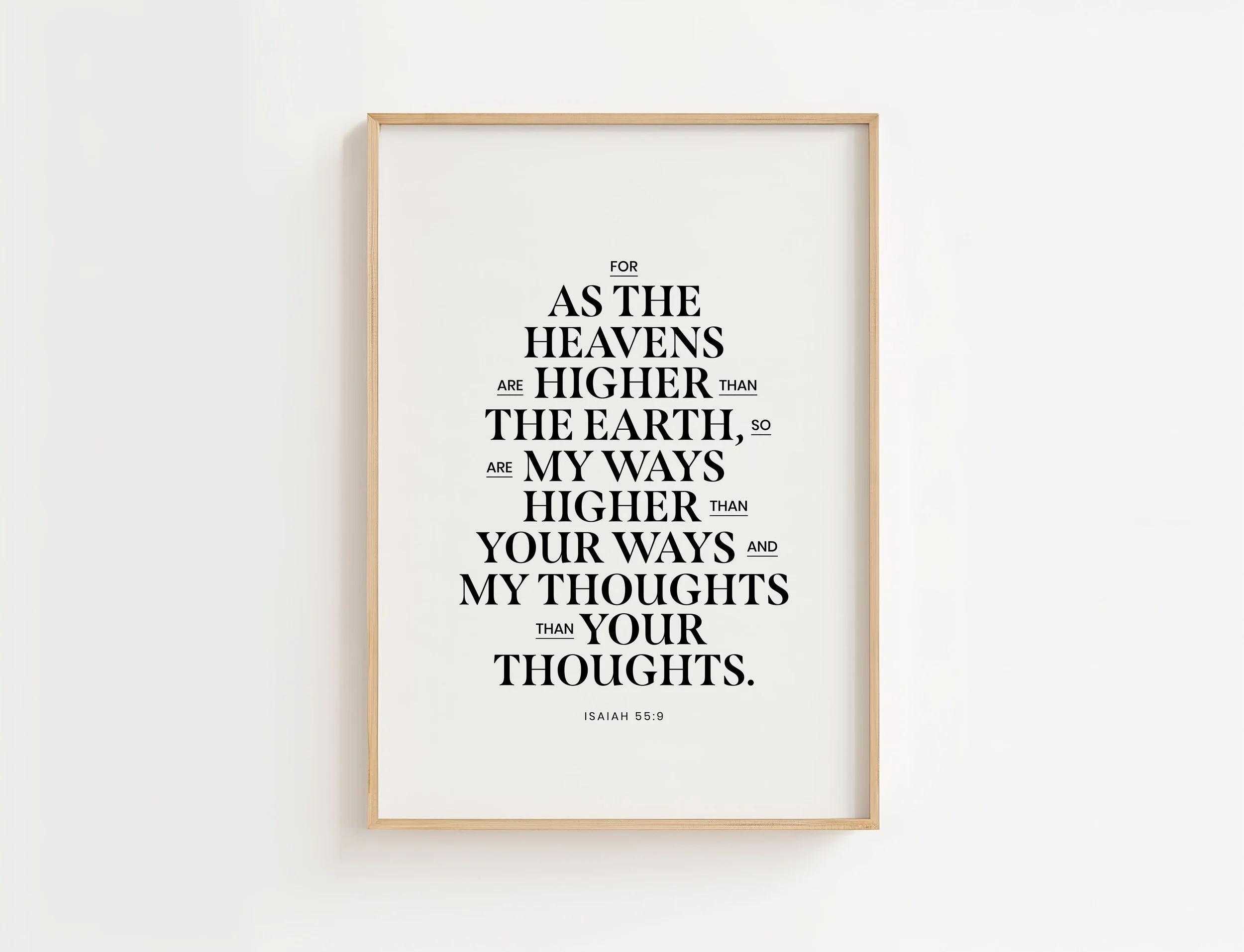 Isaiah 55:9 Bible Quote Wall Art | As The Heavens Are Higher Scripture Print