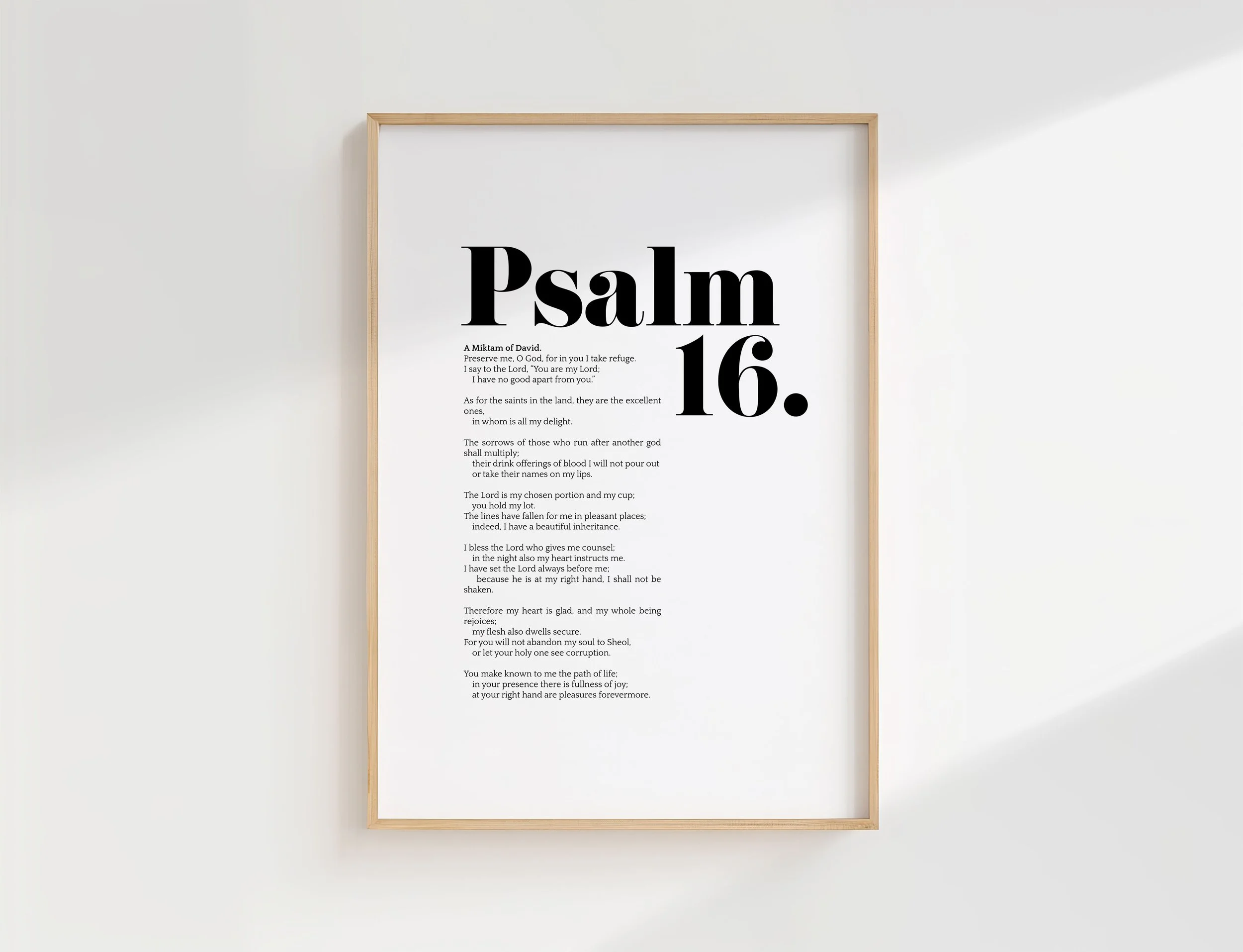 Psalm 16 Bible Verse Print | Full Psalm Christian Poster