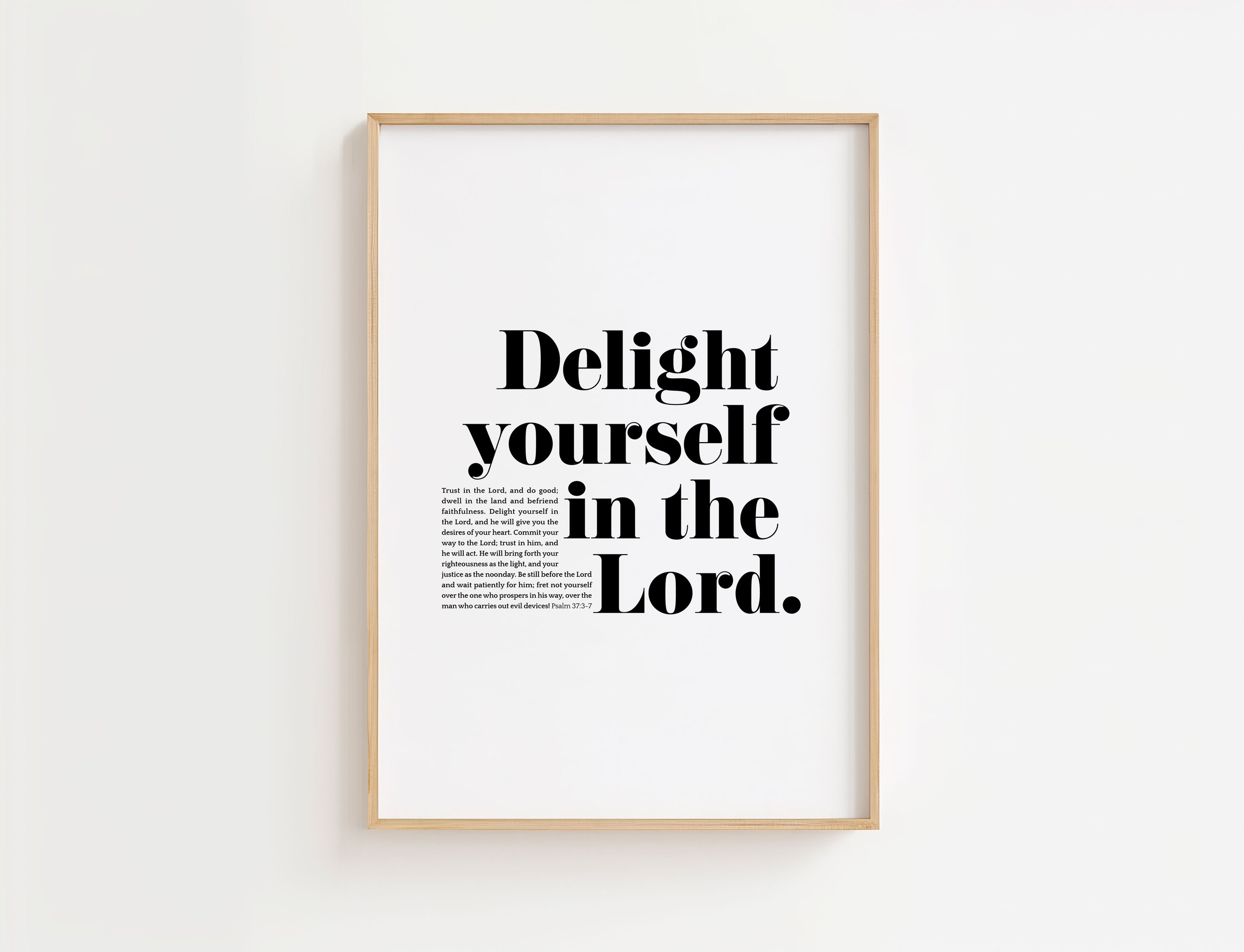 Psalm 37 Minimalist Scripture Art | Delight Yourself In The Lord Christian Poster