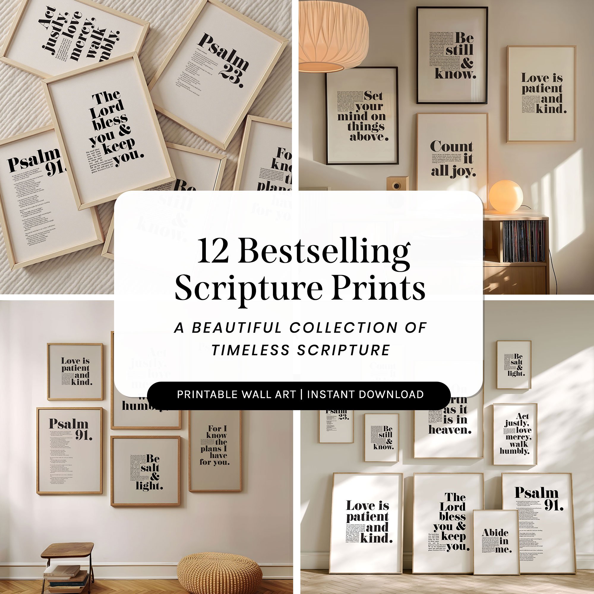Bestselling Scripture Prints Bundle | Set of 12 Christian Prints 
