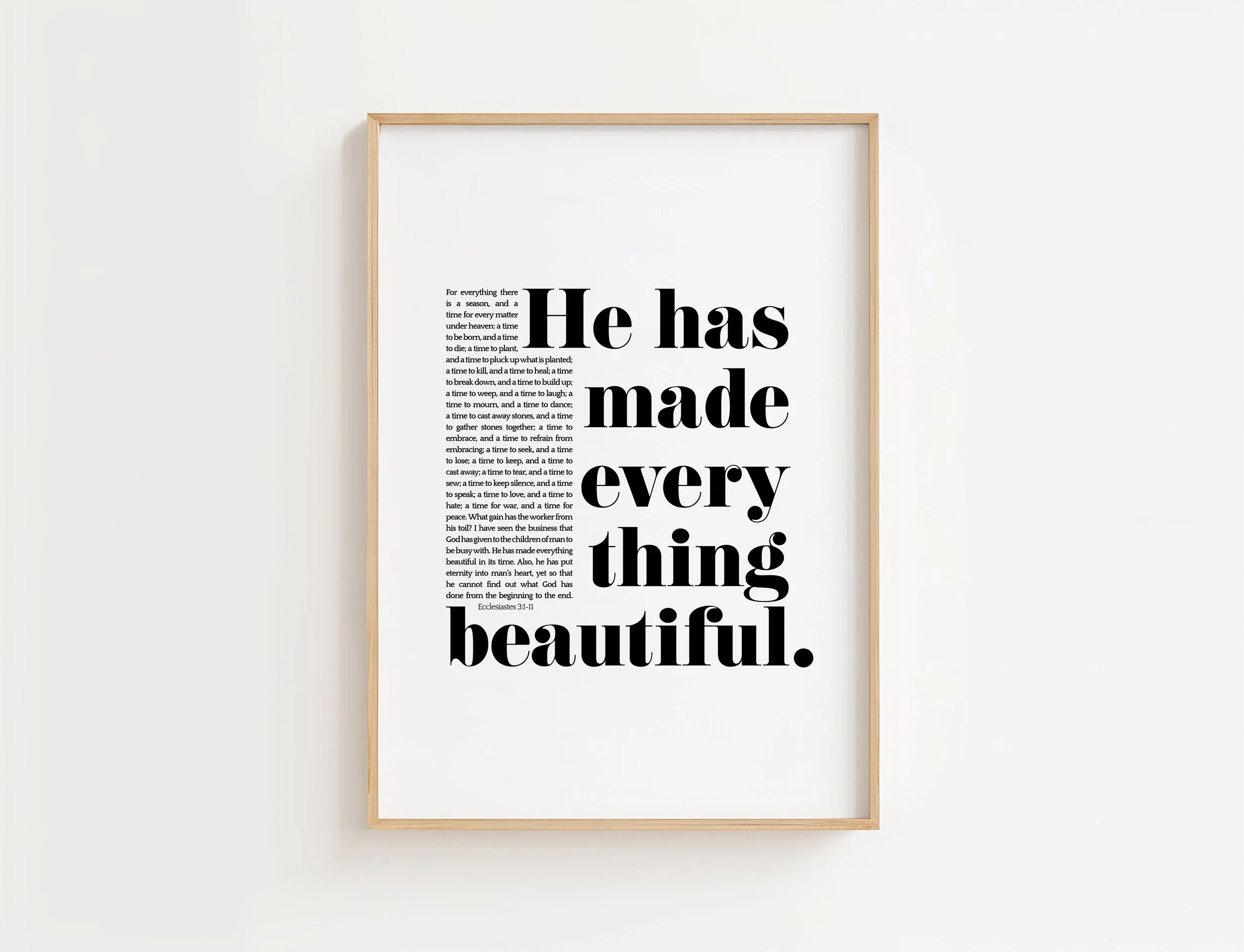Ecclesiastes 3:11 Scripture Print | He Has Made everything Beautiful Wall Art