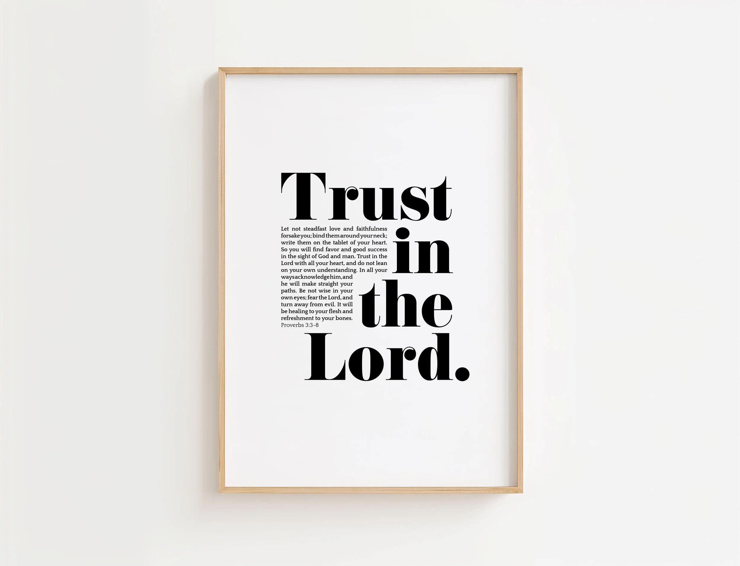 Proverbs 3:3-8 Scripture Art | Trust In The Lord Bible Verse Print