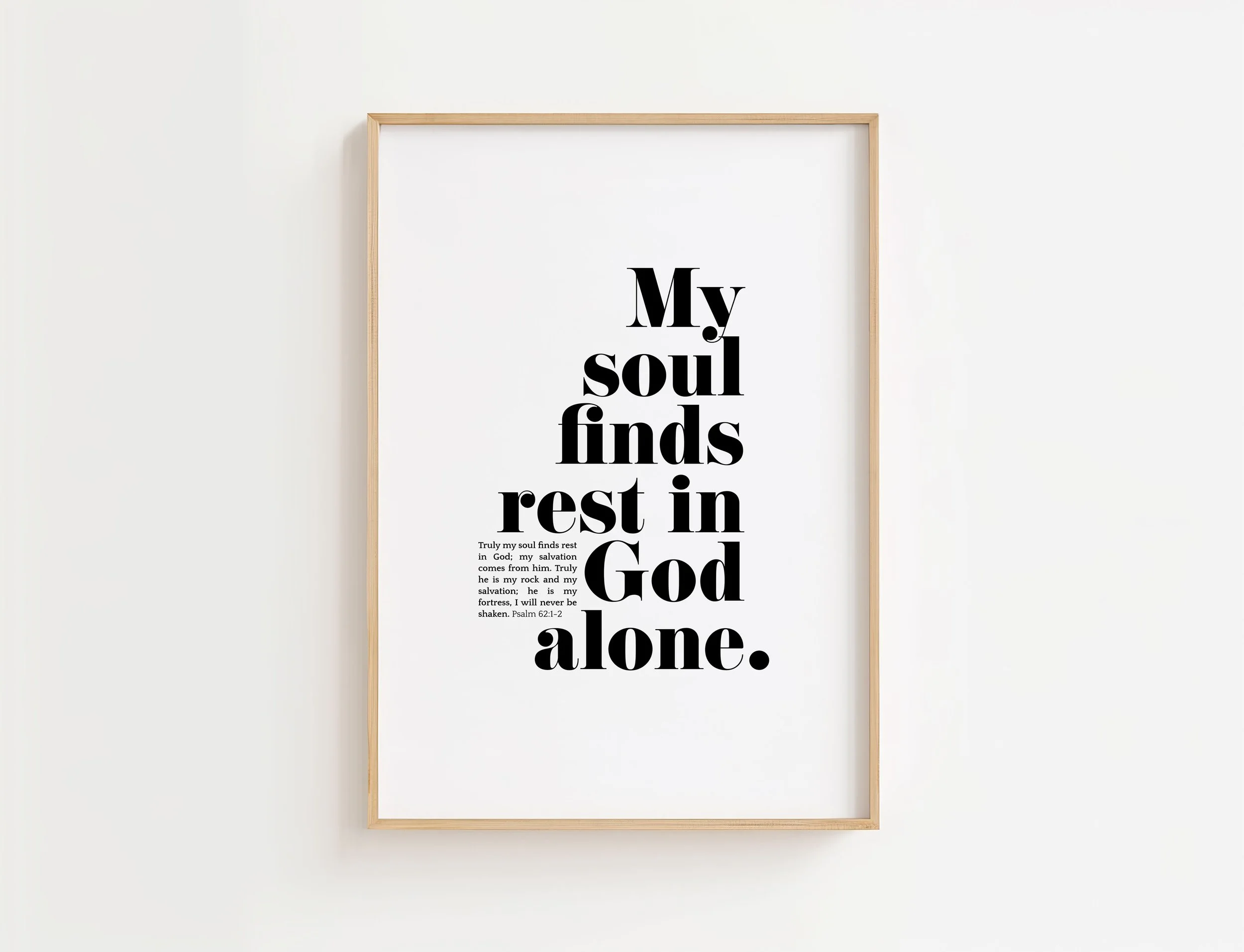 Psalm 62 Bible Verse Print | My Soul Finds Rest Christian Wall Art