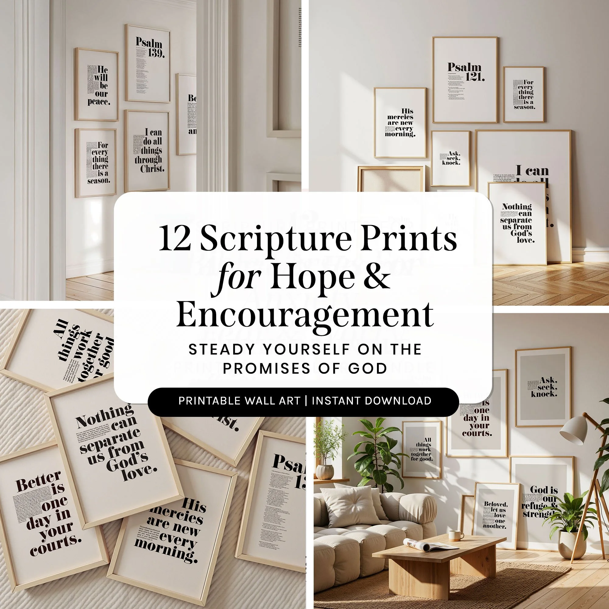 Scripture Print Bundle for Hope and Encouragement | Uplifting Christian Wall Art Bundle