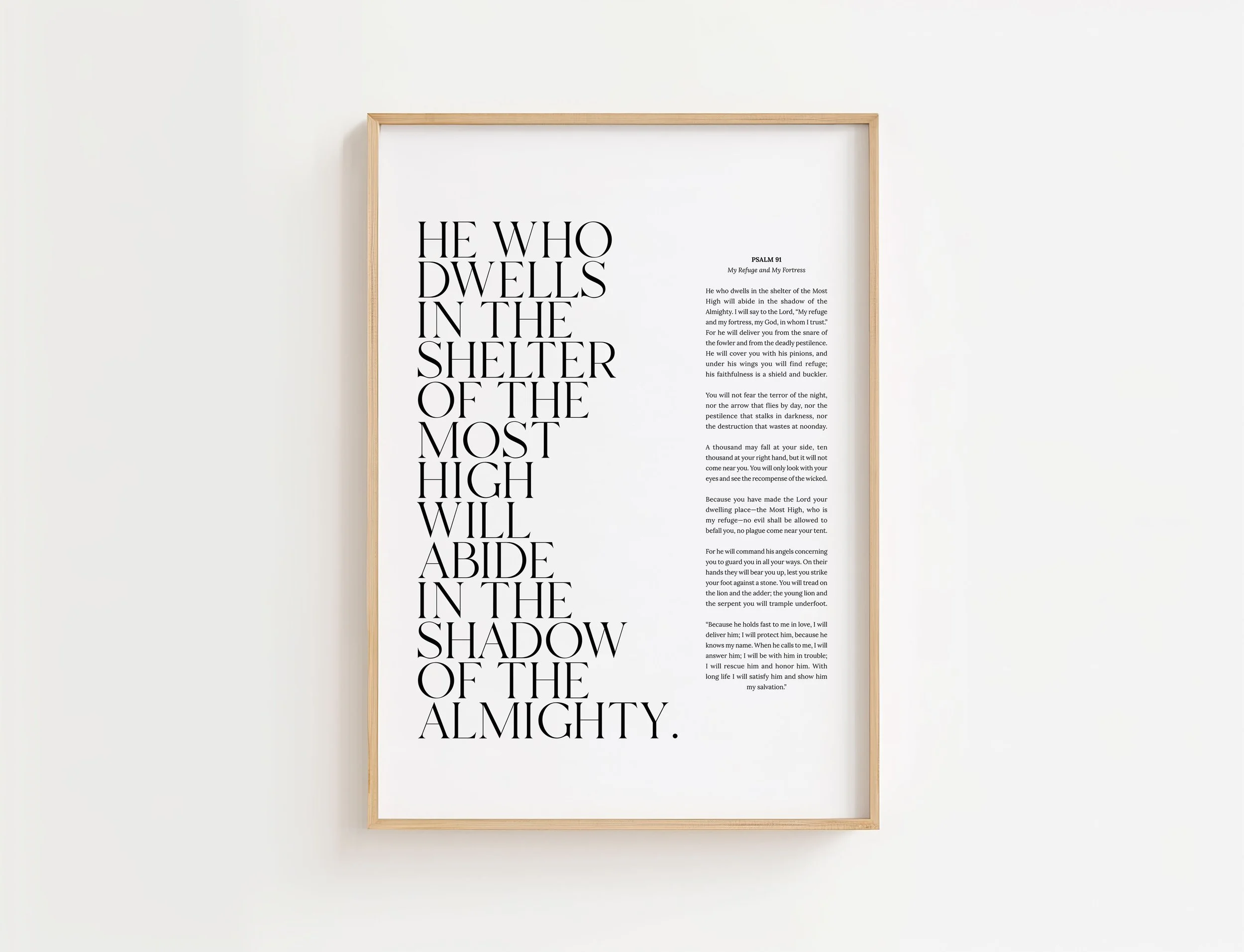 Psalm 91 Bible Verse Print | Shadow Of The Almighty Christian Scripture Art
