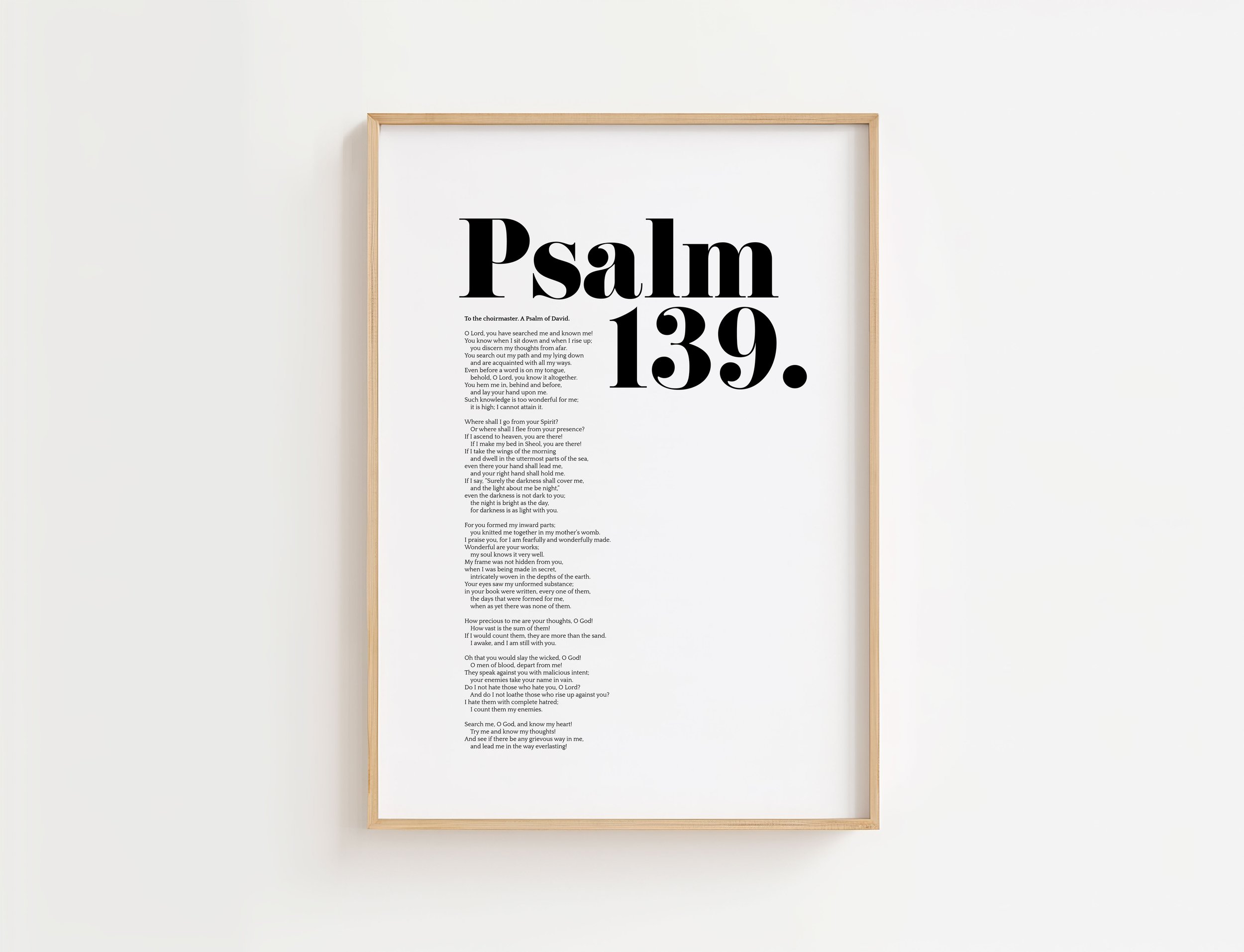 Psalm 139 Bible Verse Poster | Psalm full Text Christian Scripture Wall Art