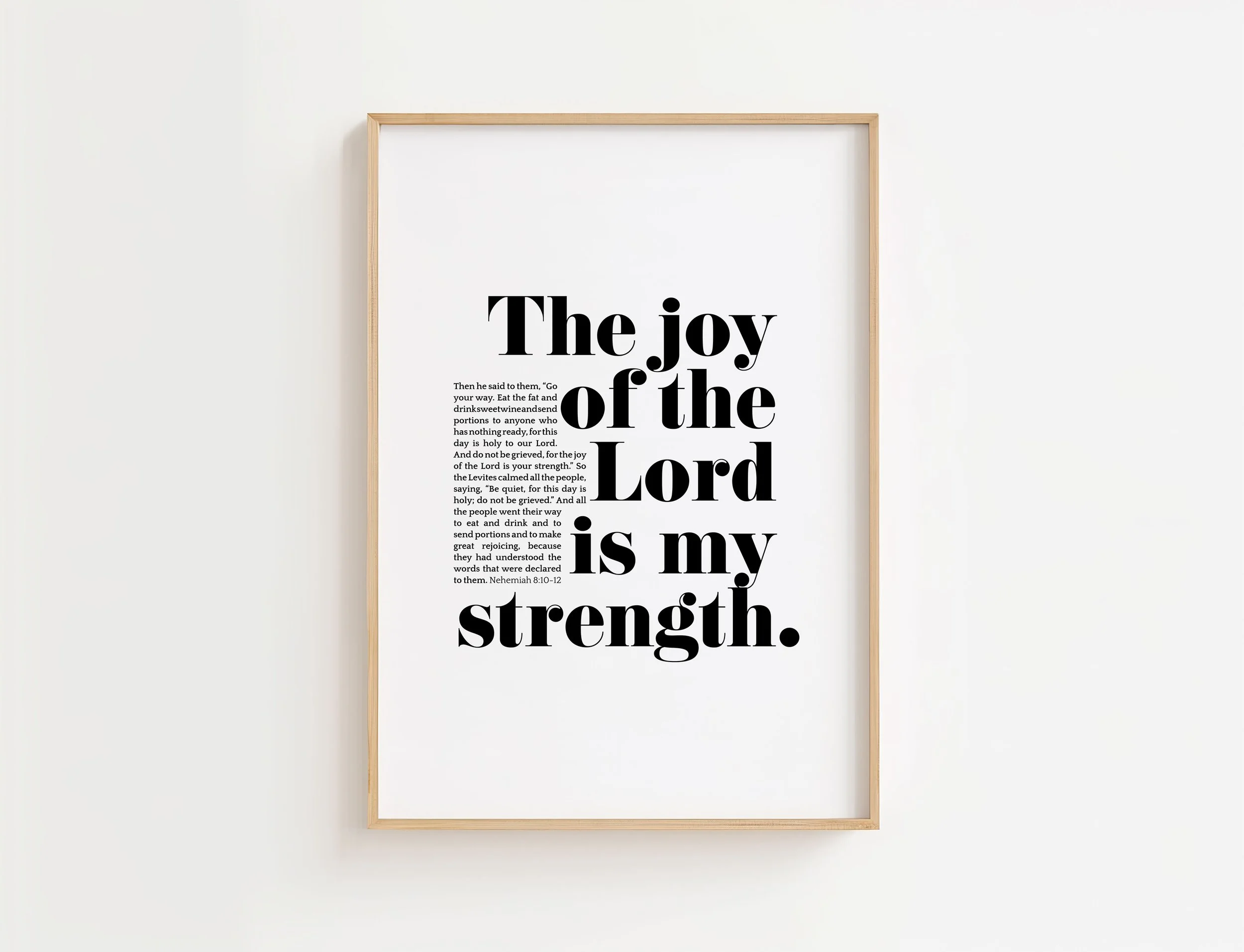 Nehemiah 8:10 Bible Verse Print | The Joy Of The Lord Is My Strength Wall Art