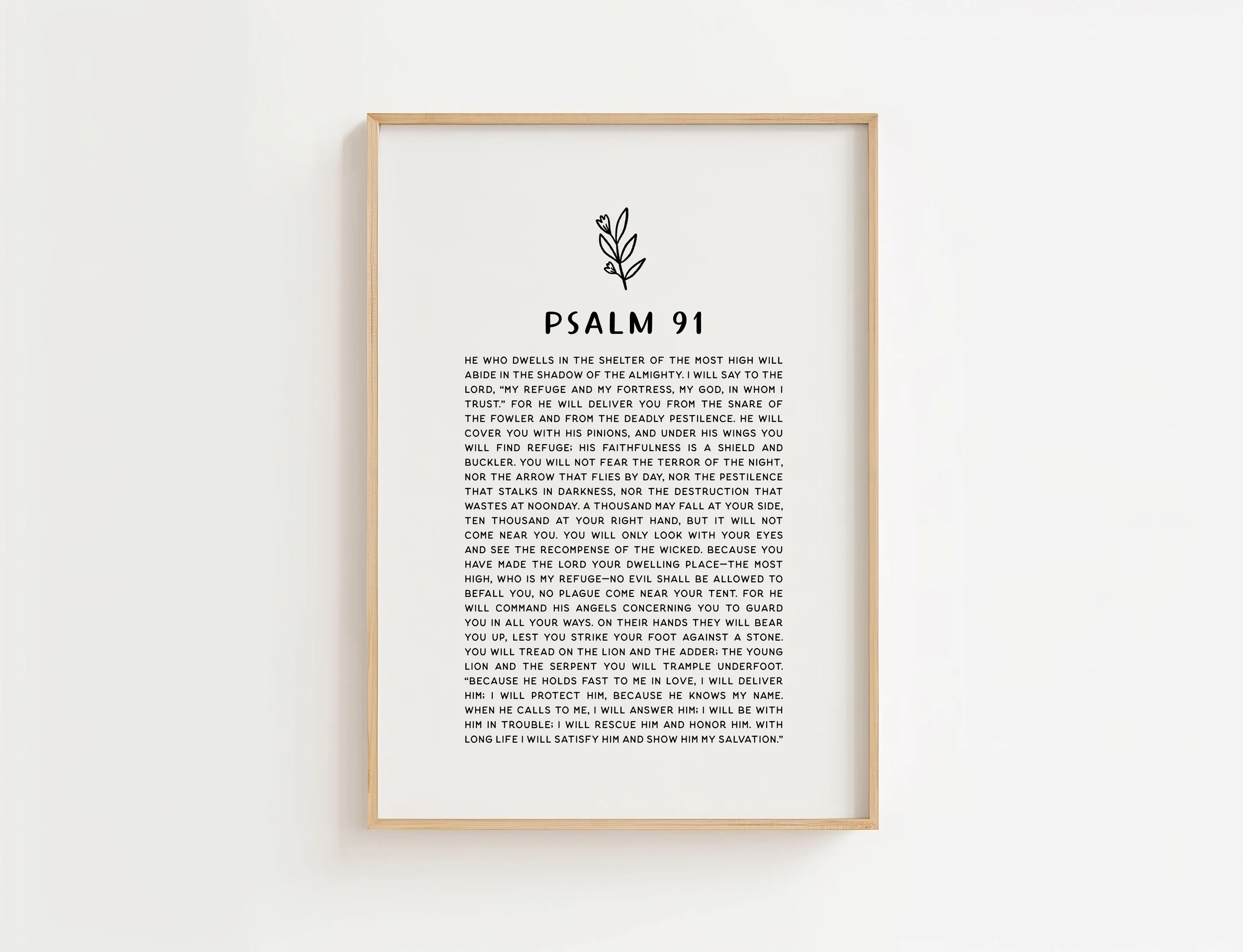 Psalm 91 Floral Christian Print | Modern Scripture Wall Art