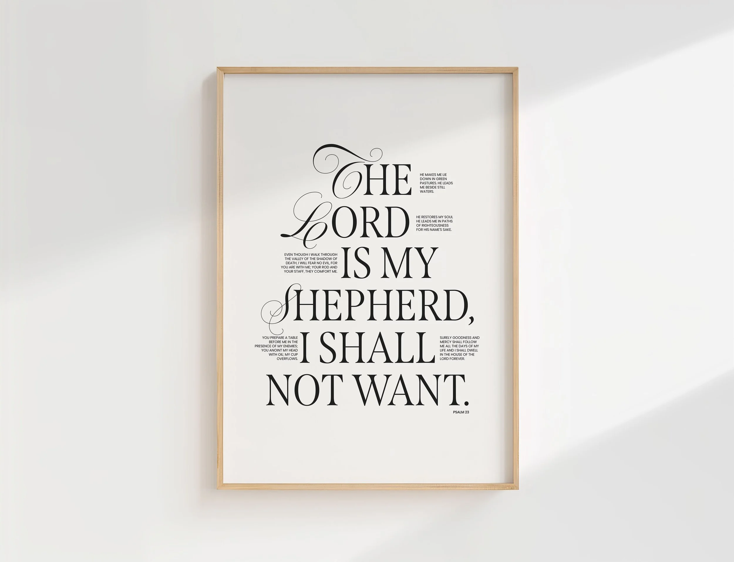 The Lord Is My Shepherd Poster | Elegant Psalm 23 Christian Artwork