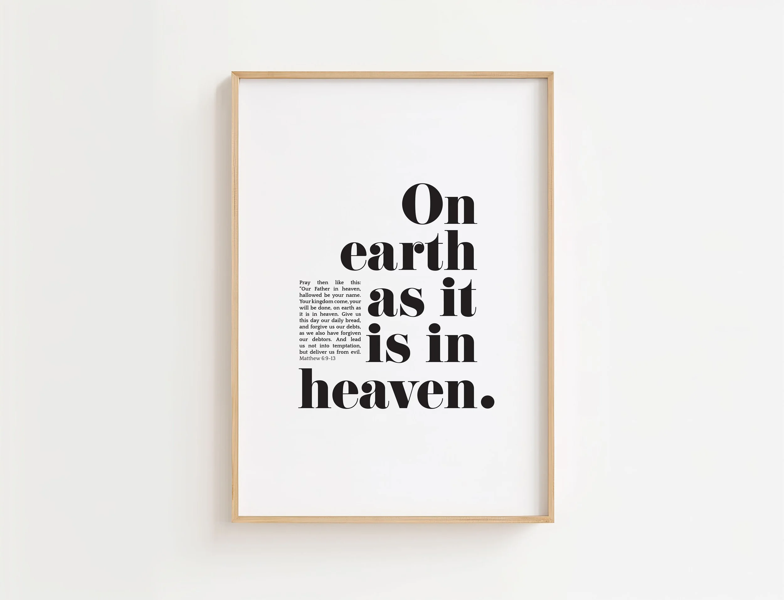 Matthew 6 Christian Poster | On Earth As It Is In Heaven Wall Art