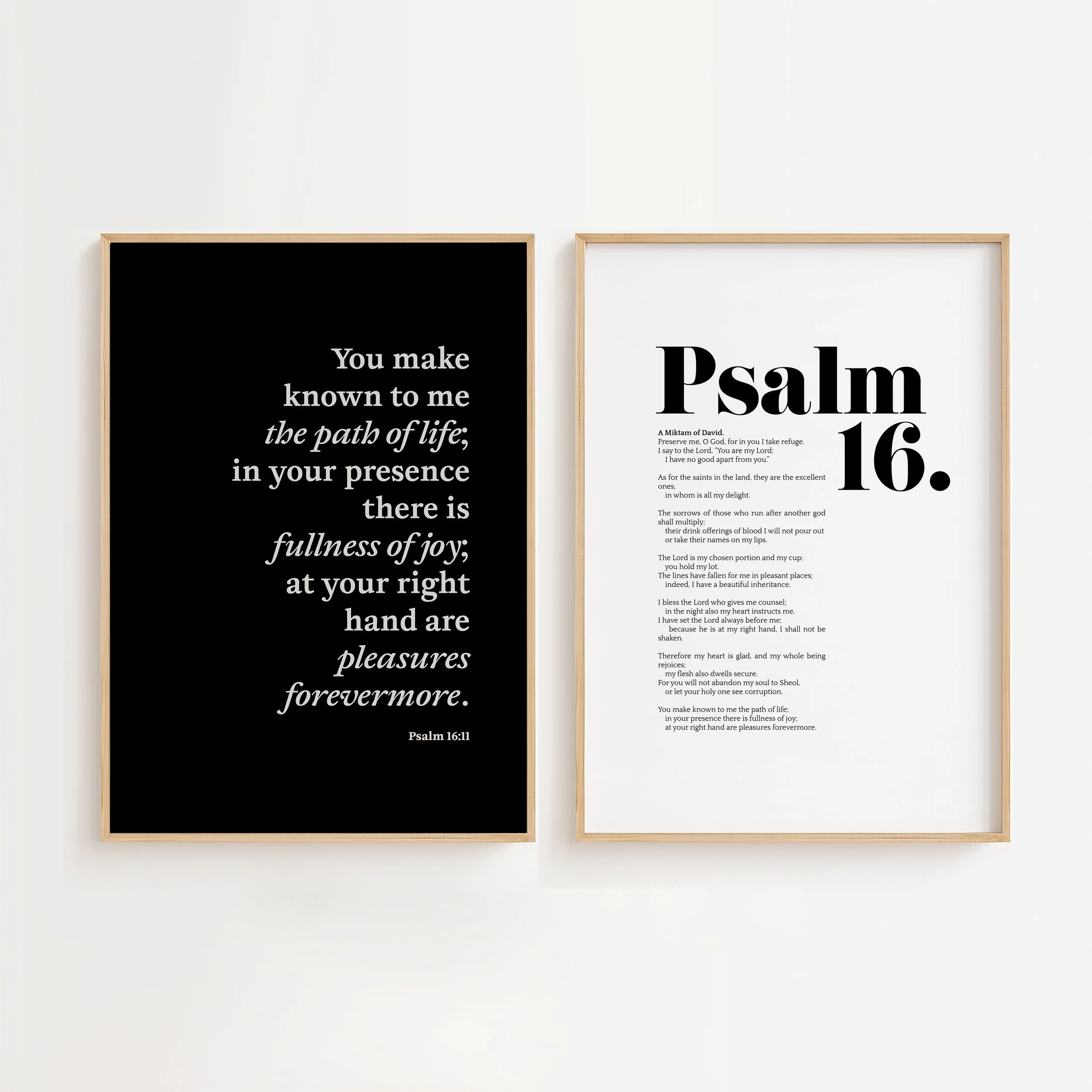 Psalm 16 Set of 2 Scripture Prints | You Make Known To Me The Path of Life Poster
