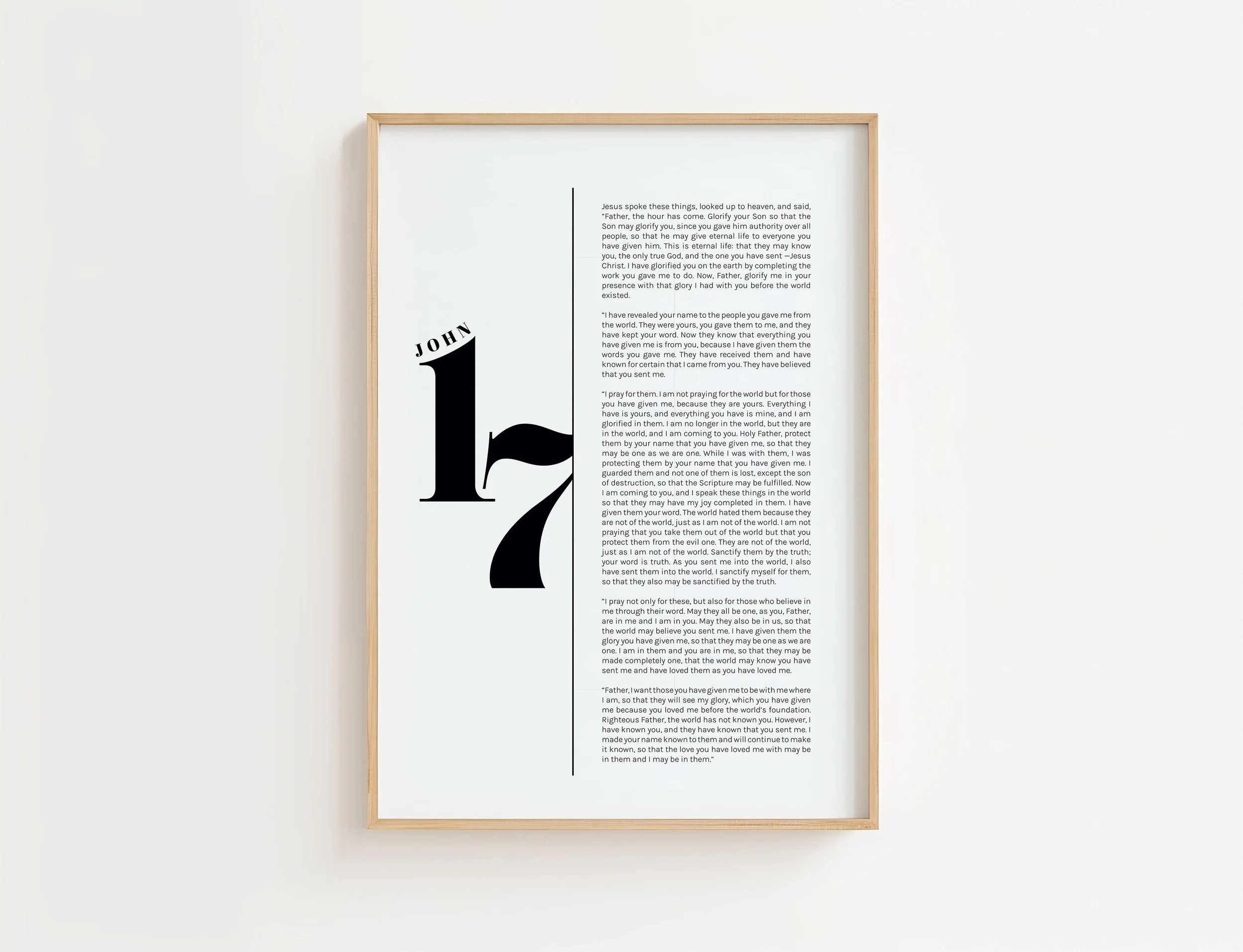 John 17 Bible Verse Print | High Priestly Prayer Christian Wall Art