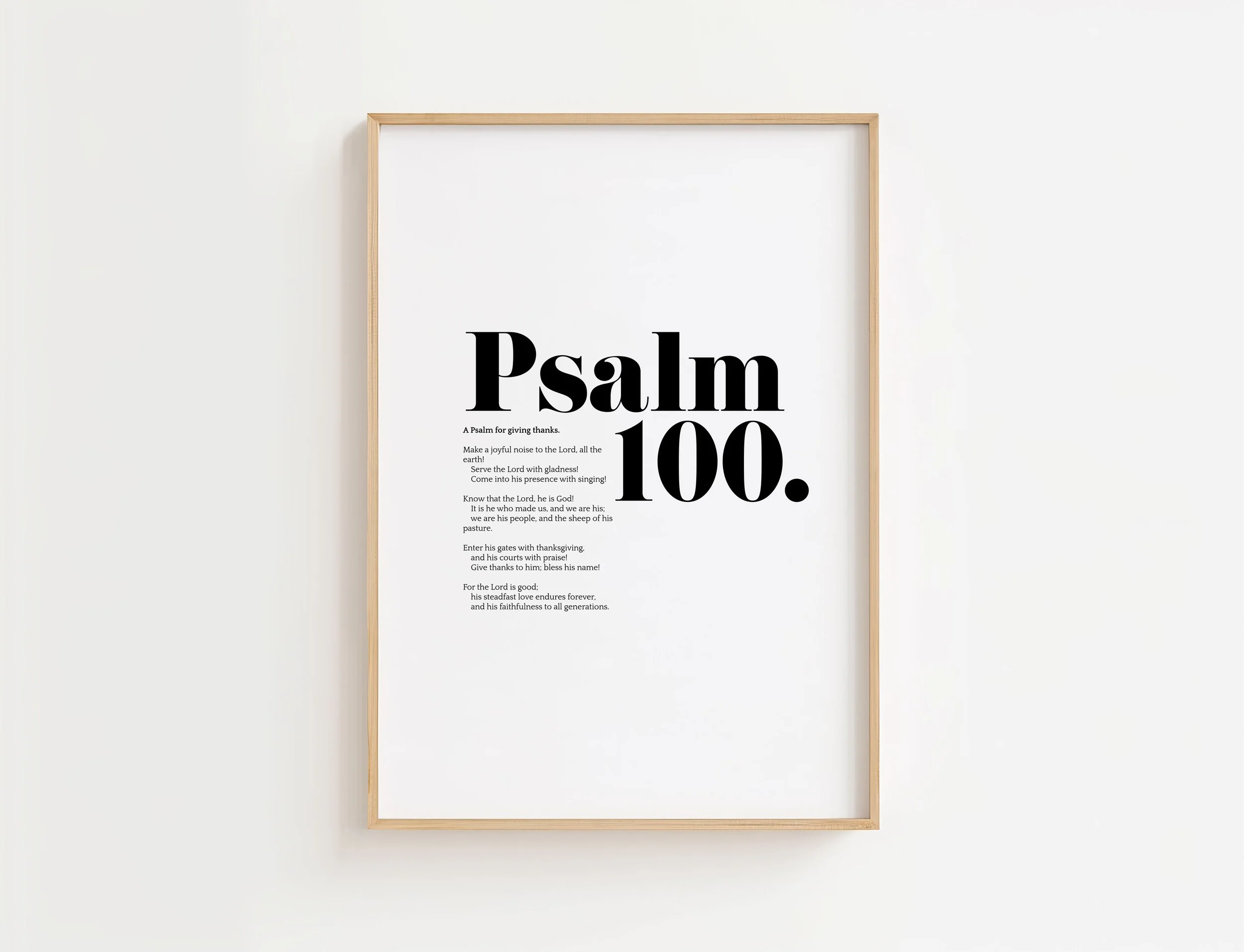 Psalm 100 Scripture Wall Art | Thanksgiving Christian Poster