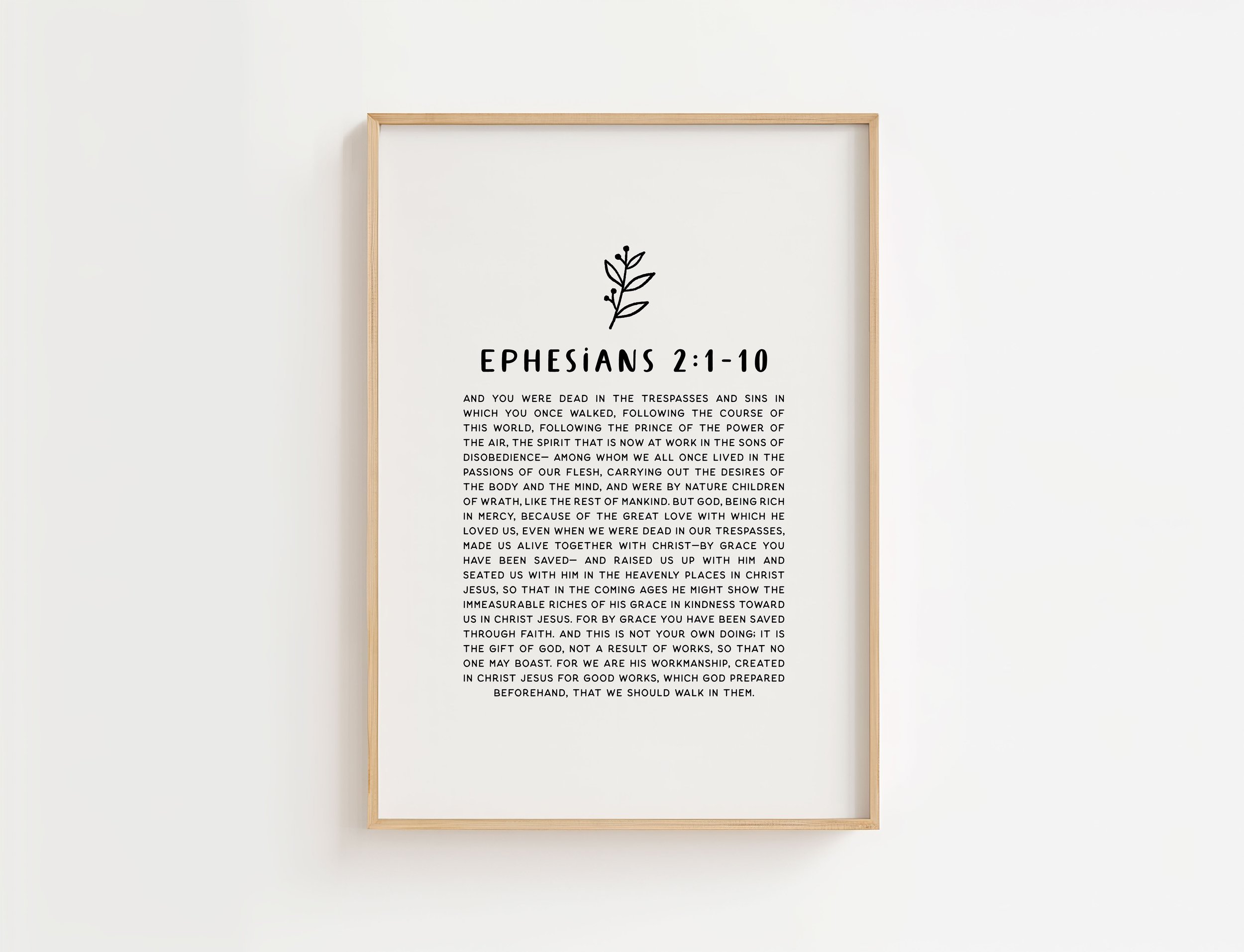 Ephesians 2:1-10 Bible Verse Print | Famous Christian Passage Christian Wall Art