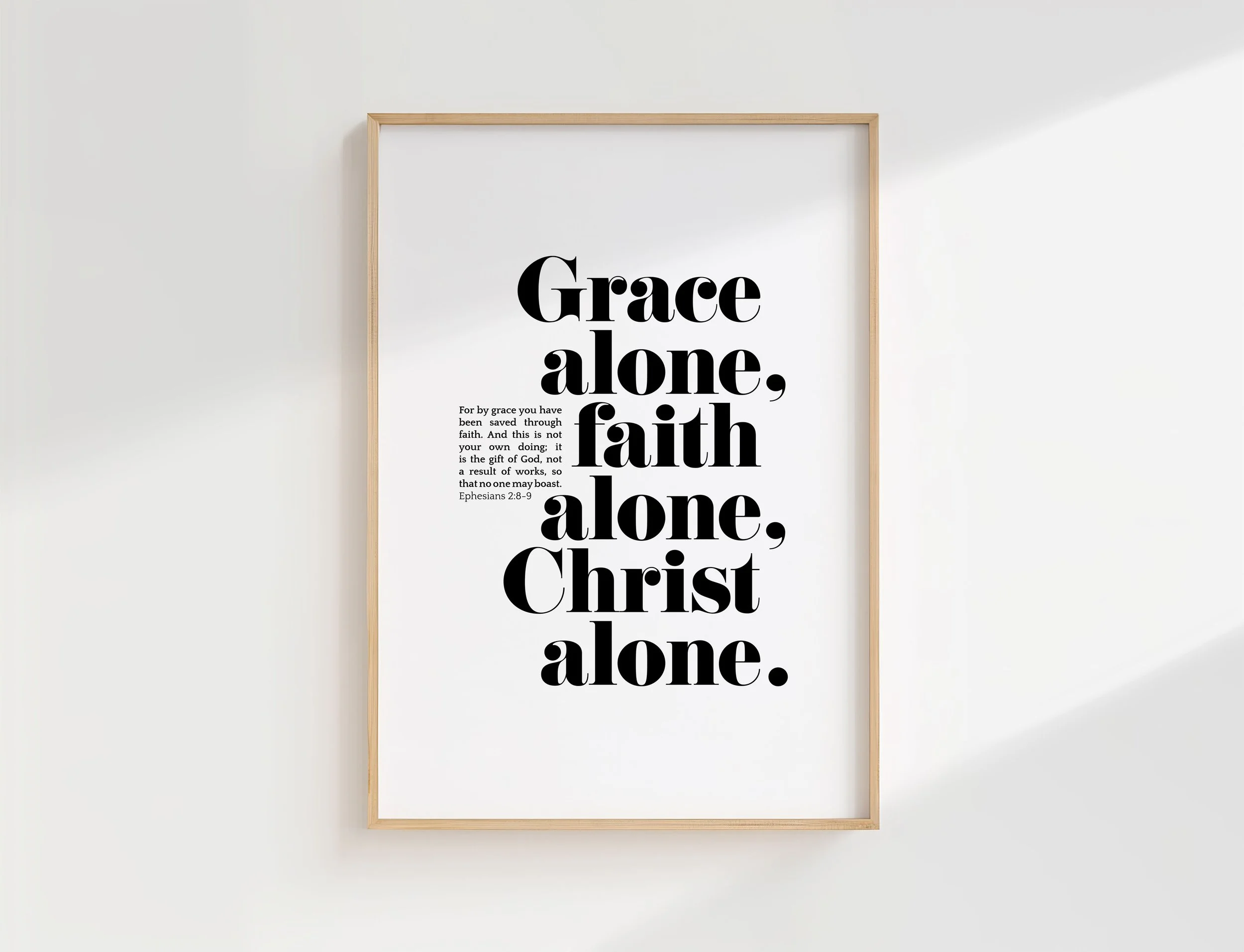 Ephesians 2:8-9 Scripture Print | Grace Alone, Faith Alone, Christ Alone Poster