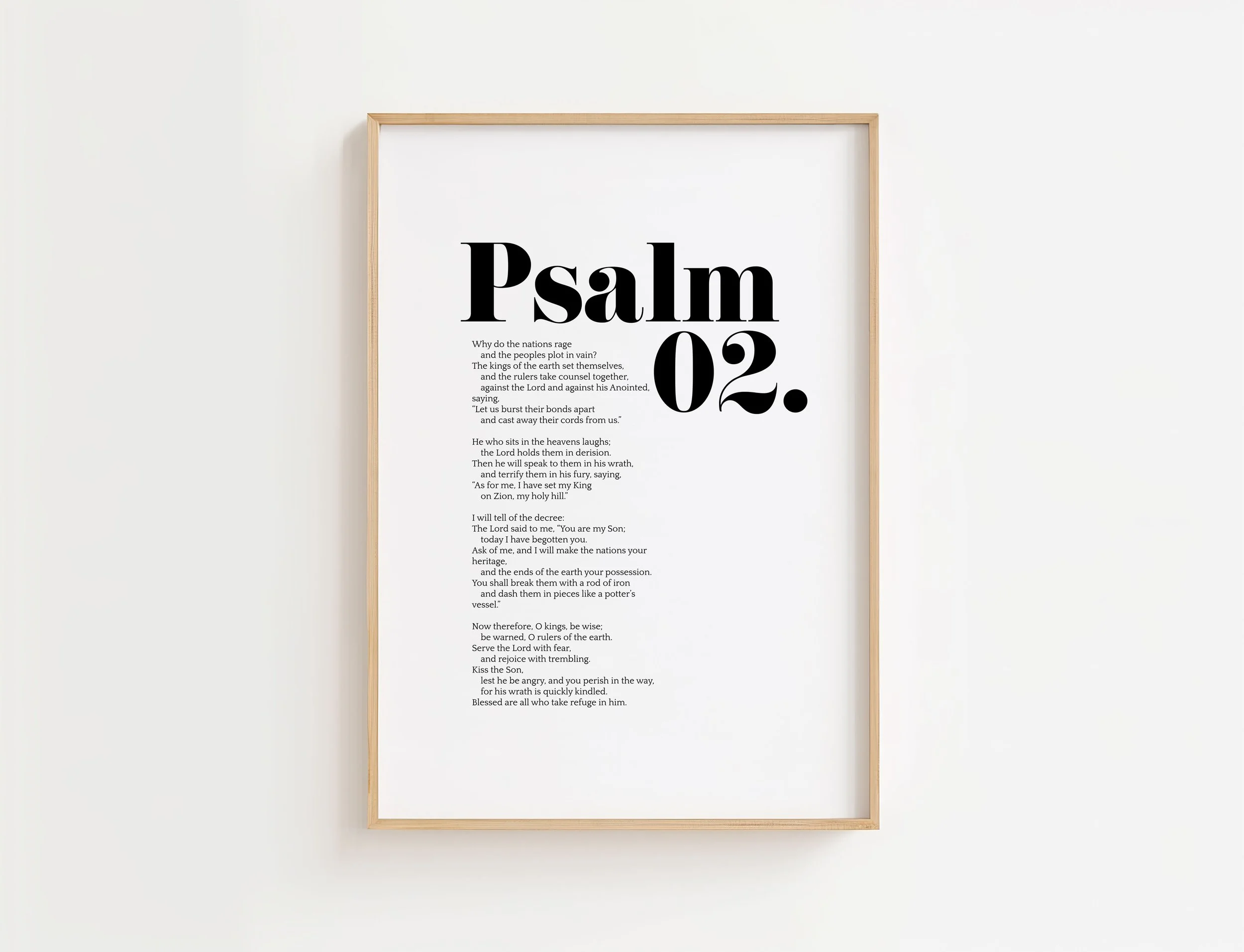 Psalm 2 Christian Poster | Full Text Bold Psalm Scripture Print