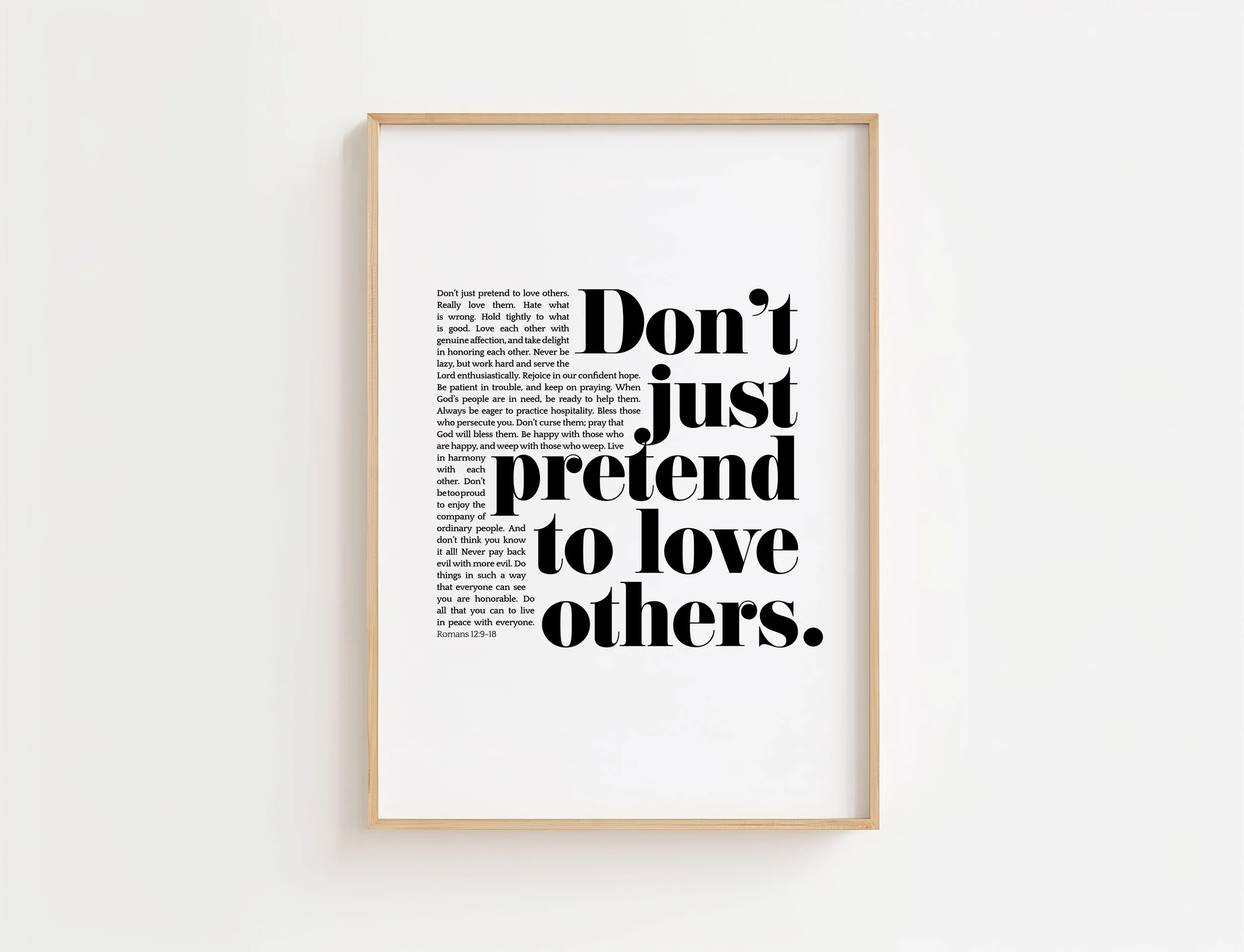 Romans 12:9-18 Bible Verse Art Print | NLT Christian Scripture