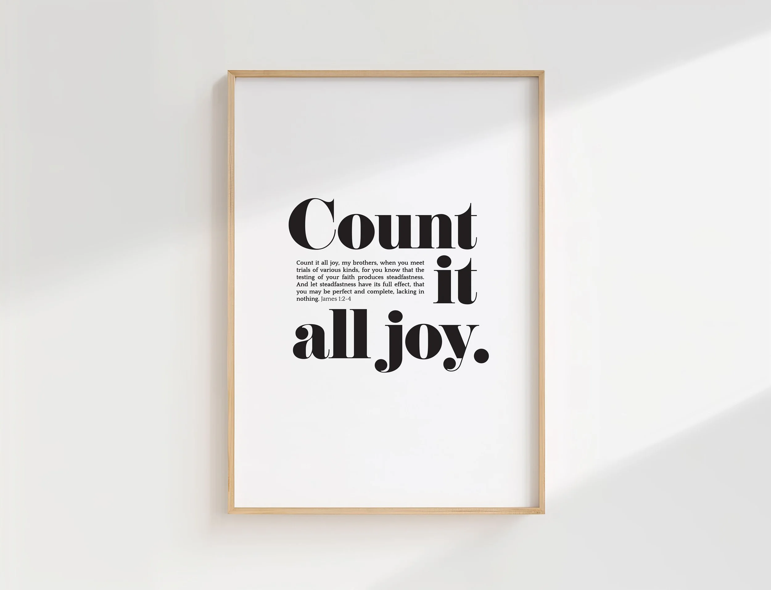 Count It All Joy Print | James 1:2 Bible Verse Wall Art