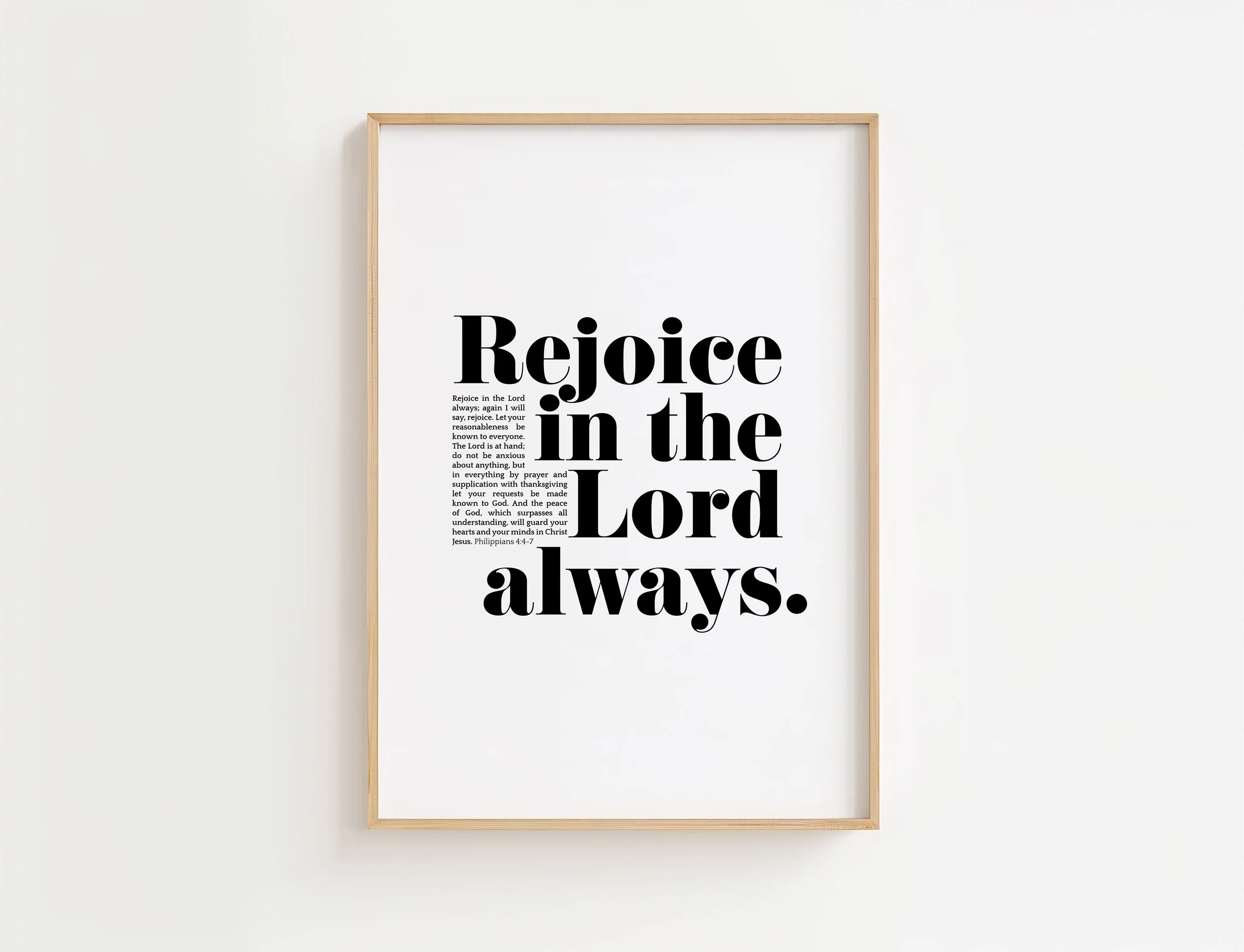 Philippians 4:4-7 Bible Verse Art | Rejoice In The Lord Christian Wall Art